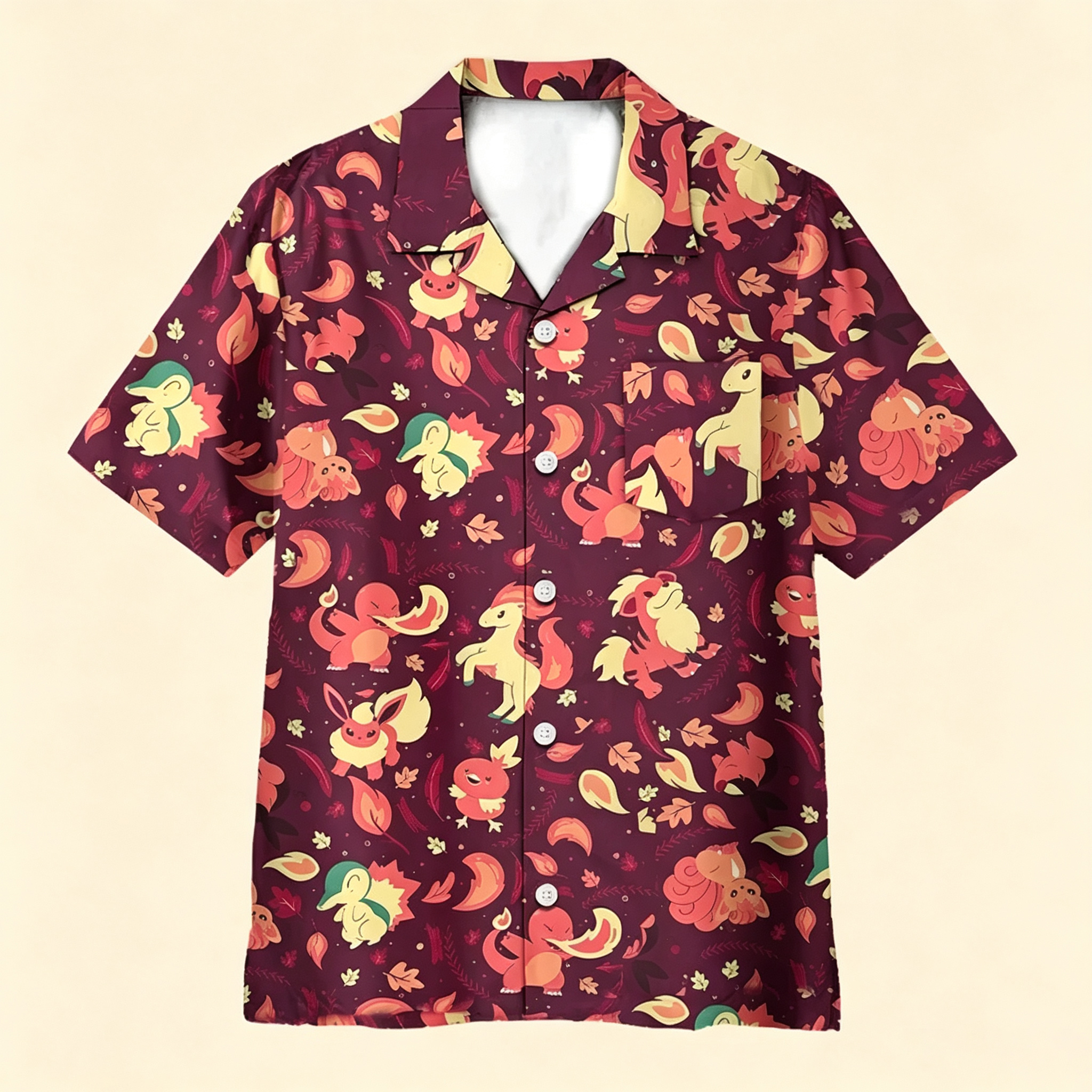 Fire Pokemon Pattern Hawaiian Shirt