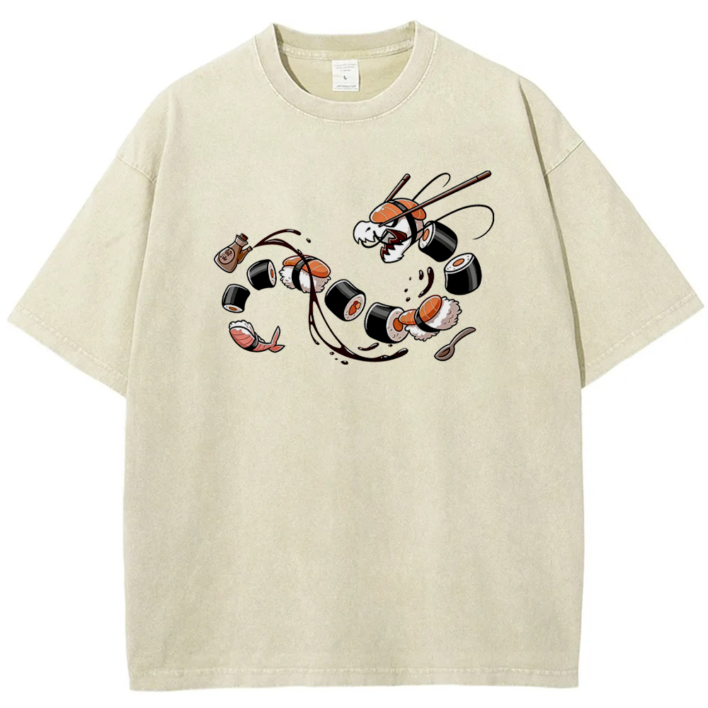 Tatsugiri Sushi Dragon Retro Cartoon Vintage Tee | Pokemon Anime