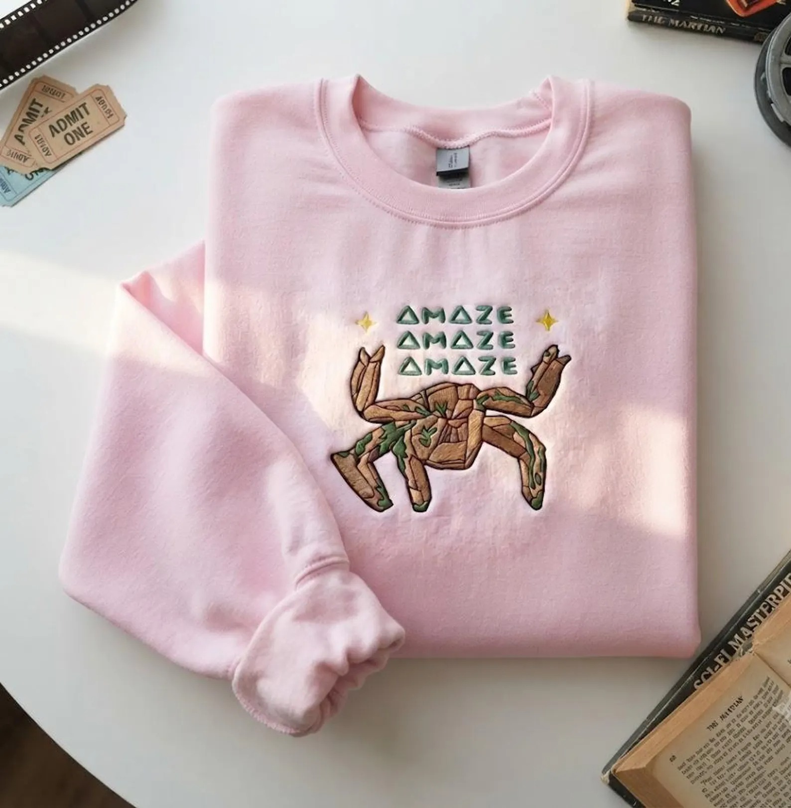Amaze Rocky Alien Embroidered Sweatshirt, Project Hail Mary Sweatshirt, Funny Sci Fi Crewneck, Sci Fi Fan Gift, Book Lover Gift