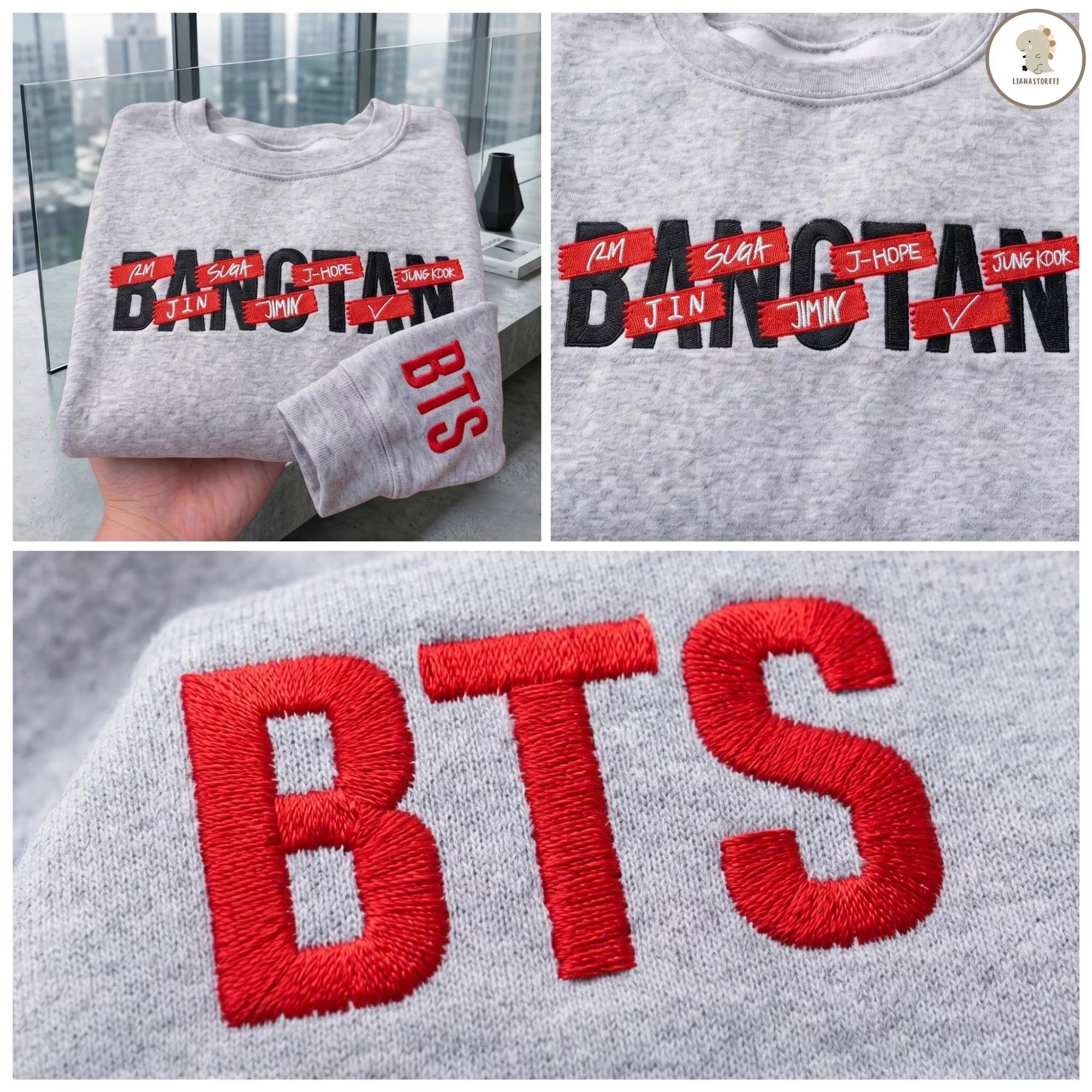 B T S A-rirang World Tour Embroidered Sweatshirt Tee, K-pop Merch Shirt