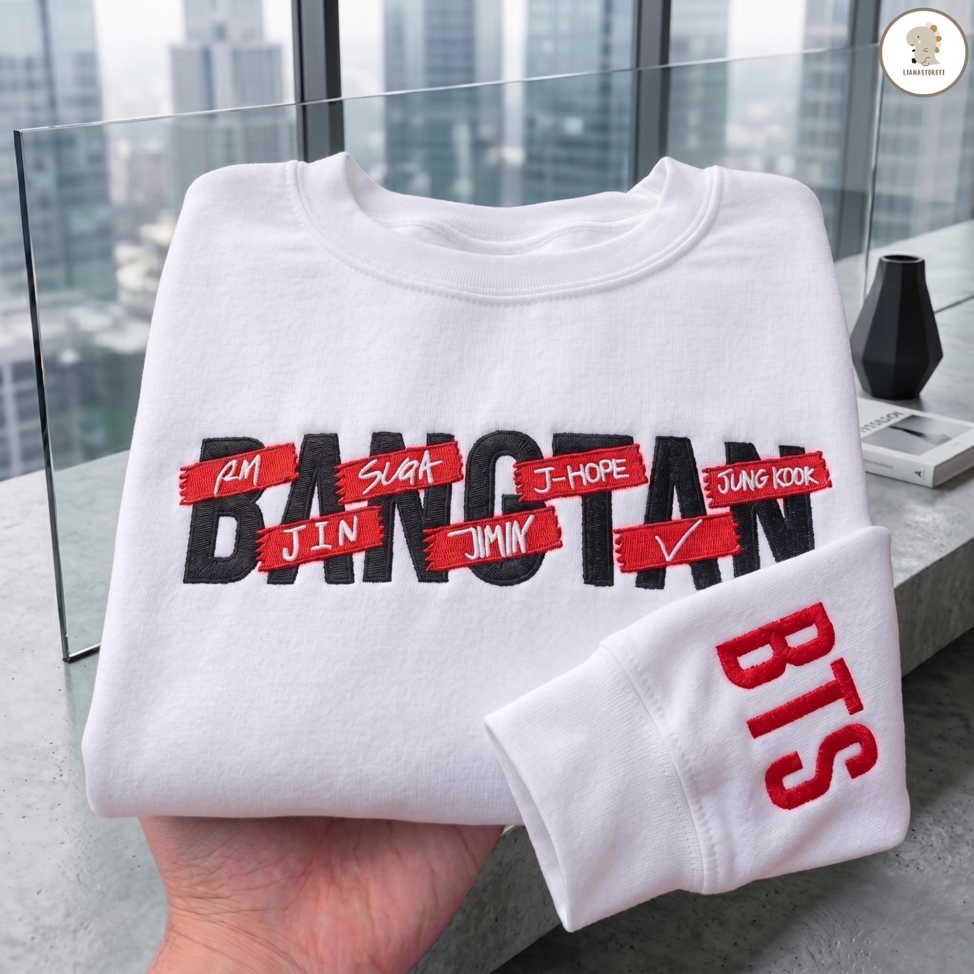 B T S A-rirang World Tour Embroidered Sweatshirt Tee, K-pop Merch Shirt