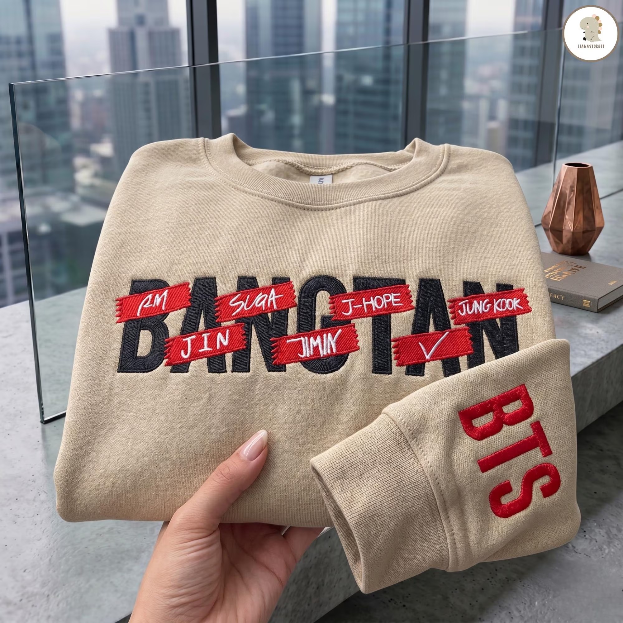 B T S A-rirang World Tour Embroidered Sweatshirt Tee, K-pop Merch Shirt
