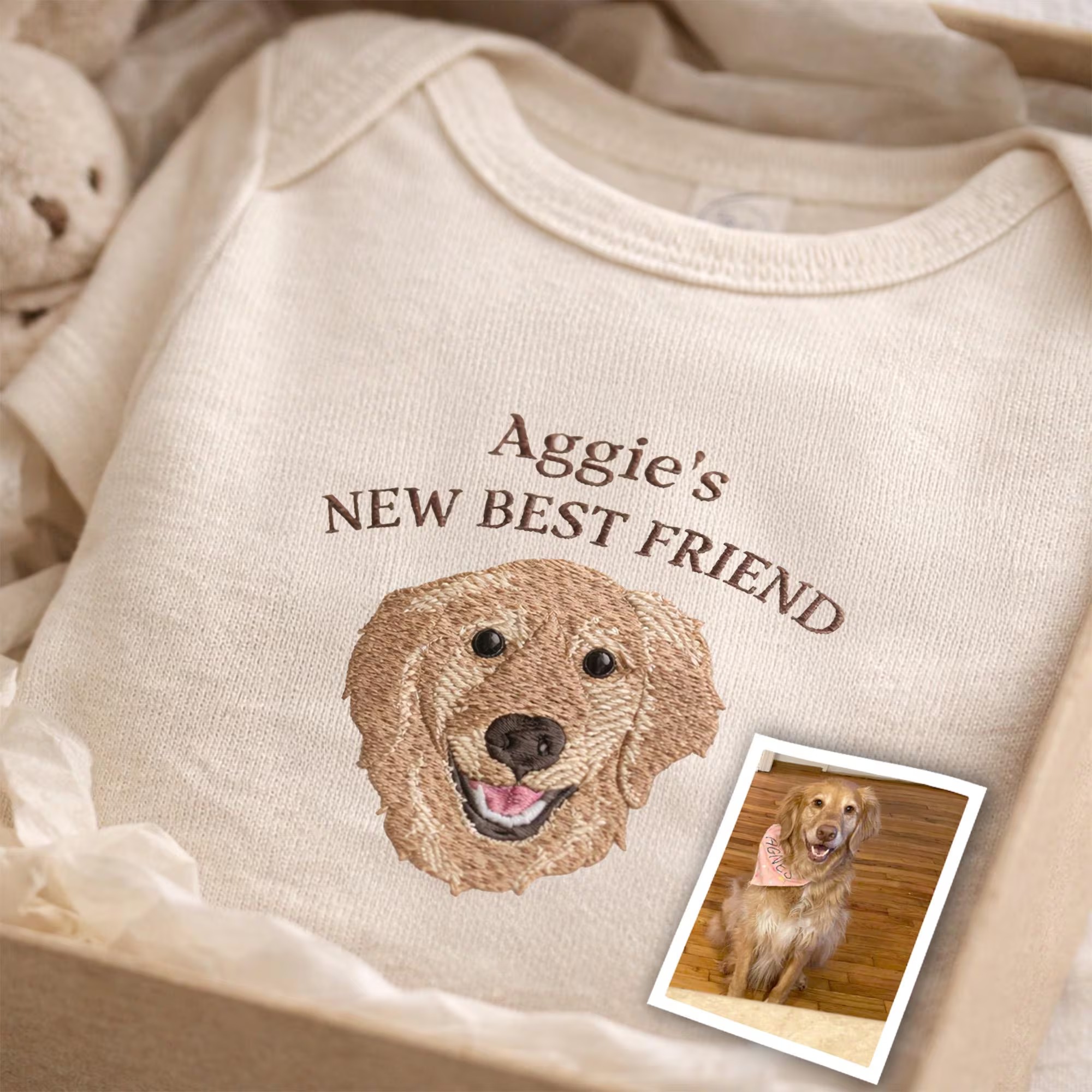 Custom Embroidered Pet Portrait Baby Bodysuit