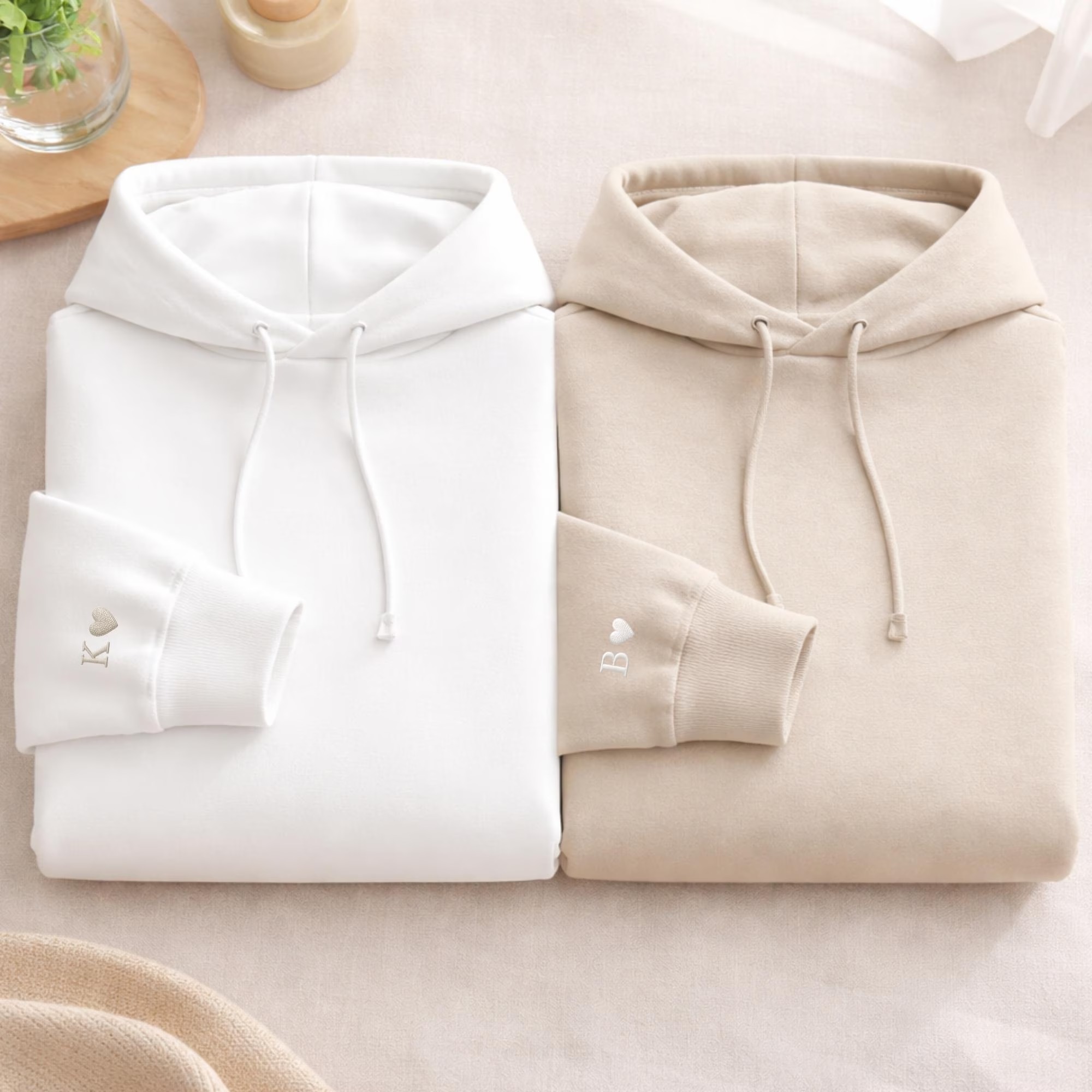 Custom Embroidery Initial Heart sleeve Hoodie-Gift For Custom