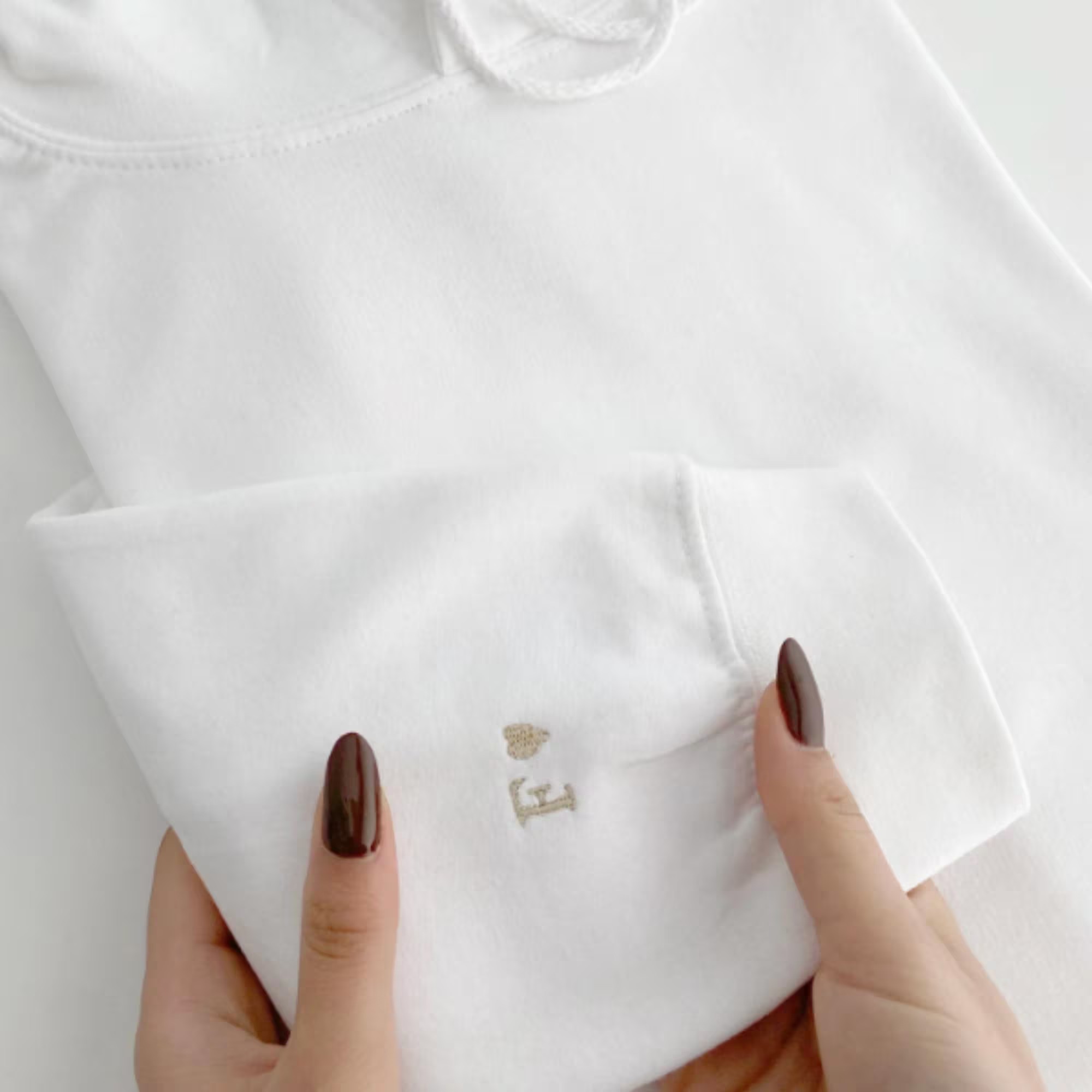 Custom Embroidery Initial Heart sleeve Hoodie-Gift For Custom