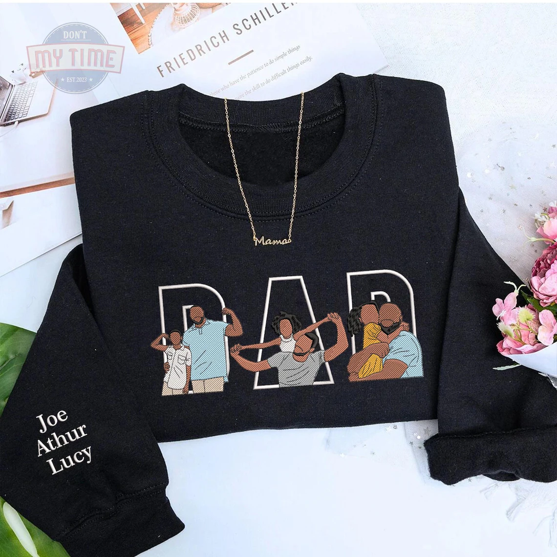 Custom Family Embroidered Sweatshirt – Gift for Papa, Dad or Mama -Gift For Custom