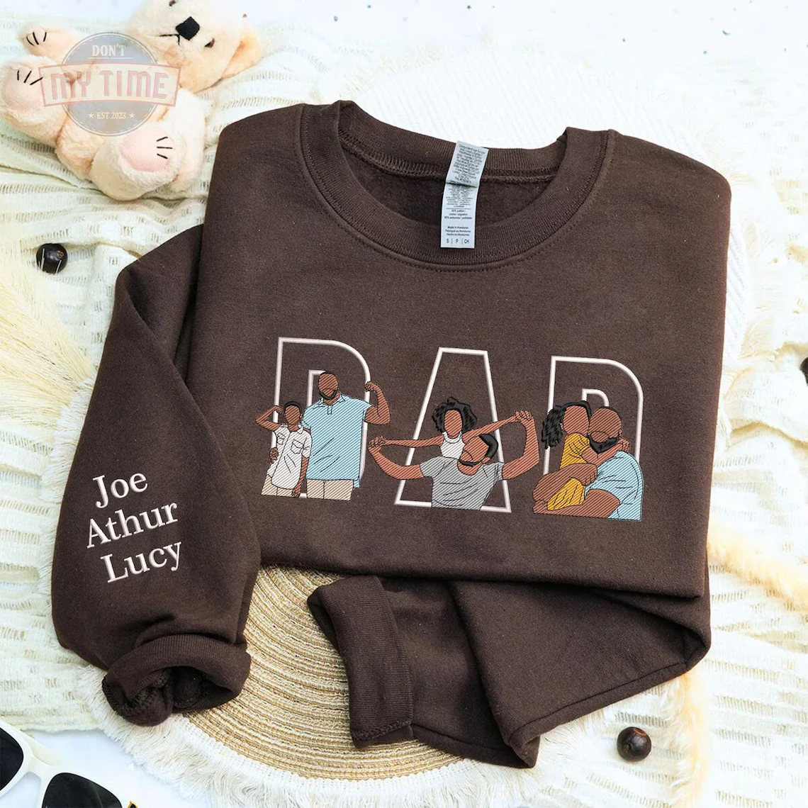 Custom Family Embroidered Sweatshirt – Gift for Papa, Dad or Mama -Gift For Custom