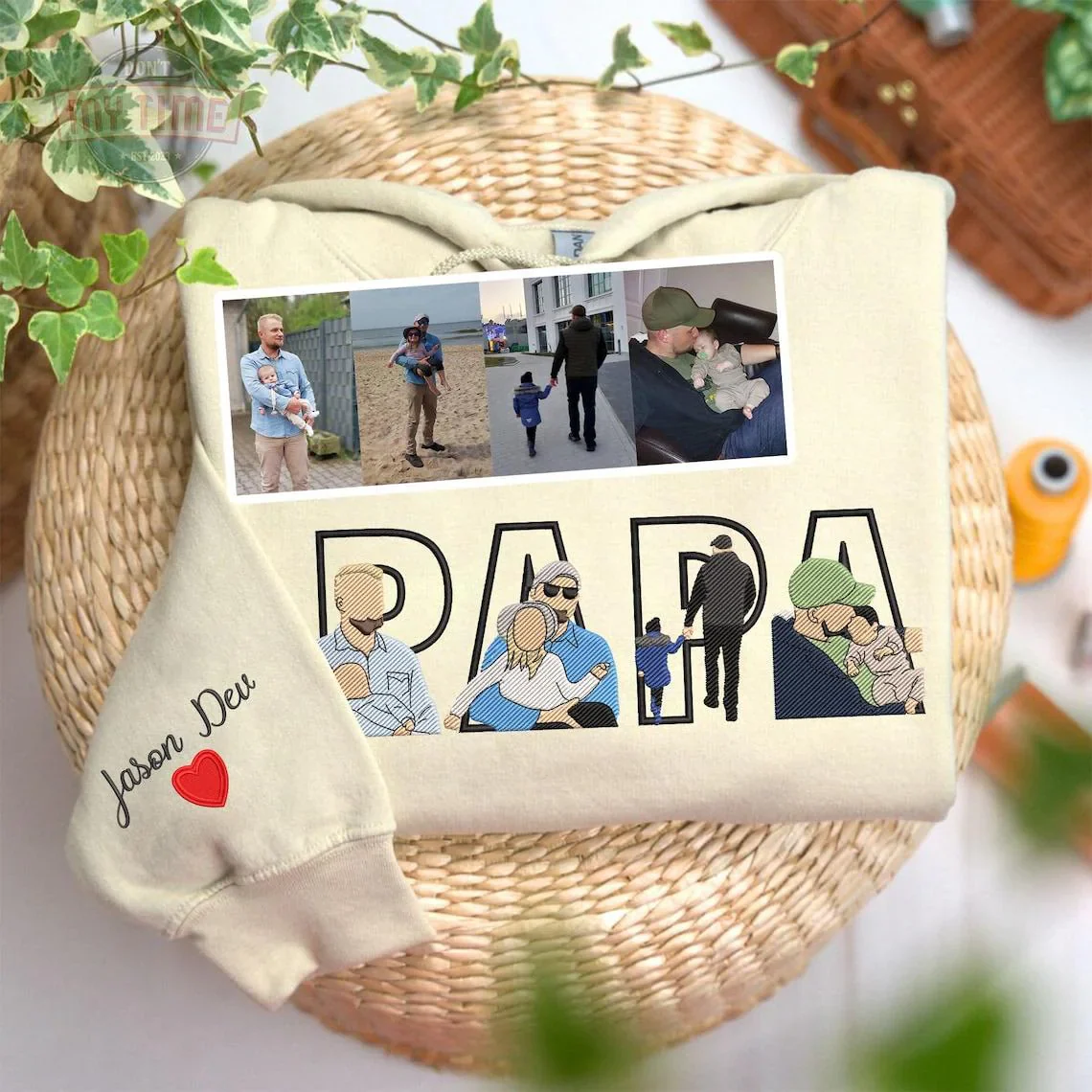 Custom Family Embroidered Sweatshirt – Gift for Papa, Dad or Mama -Gift For Custom