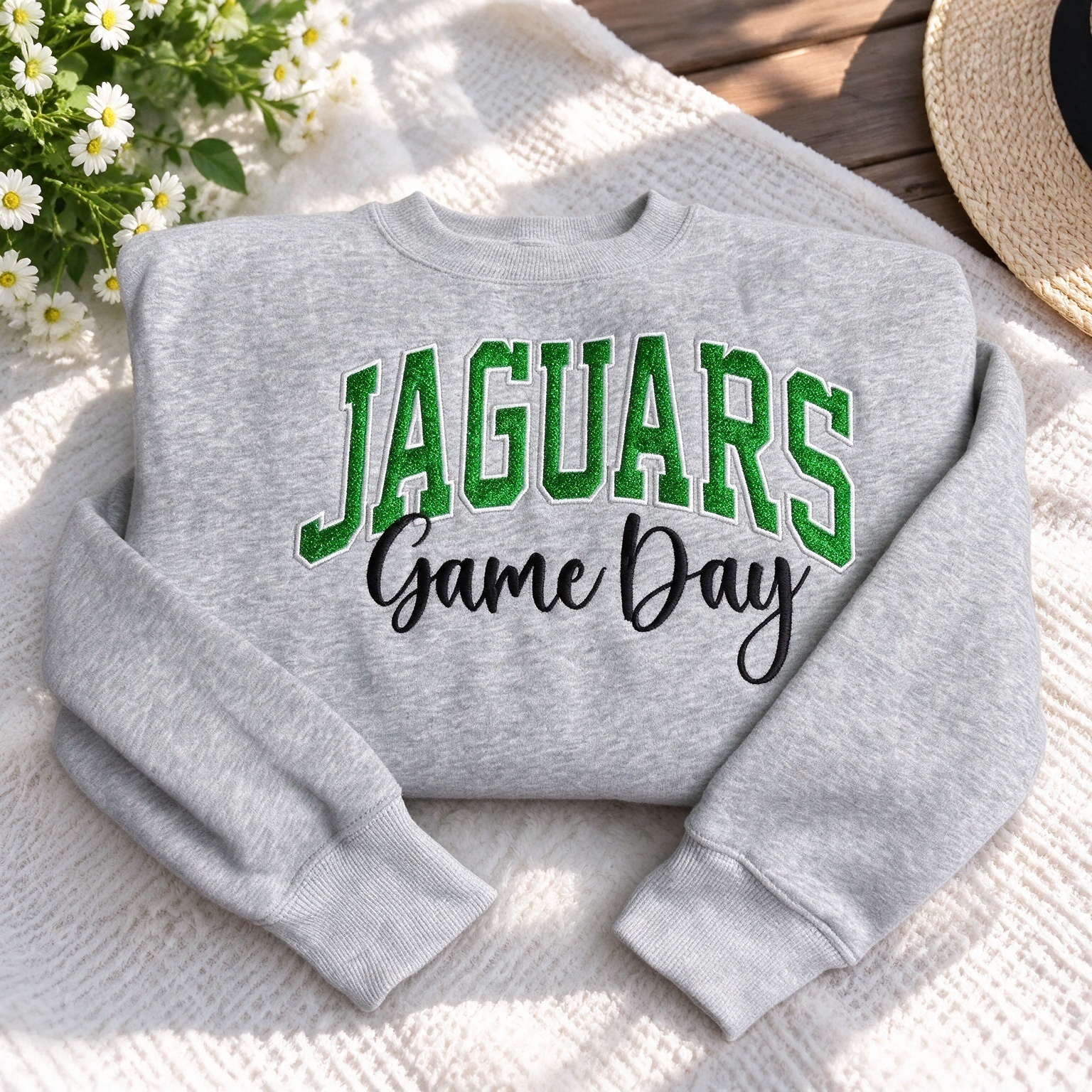 Custom Glitter Team Spirit Embroidered Sweatshirt