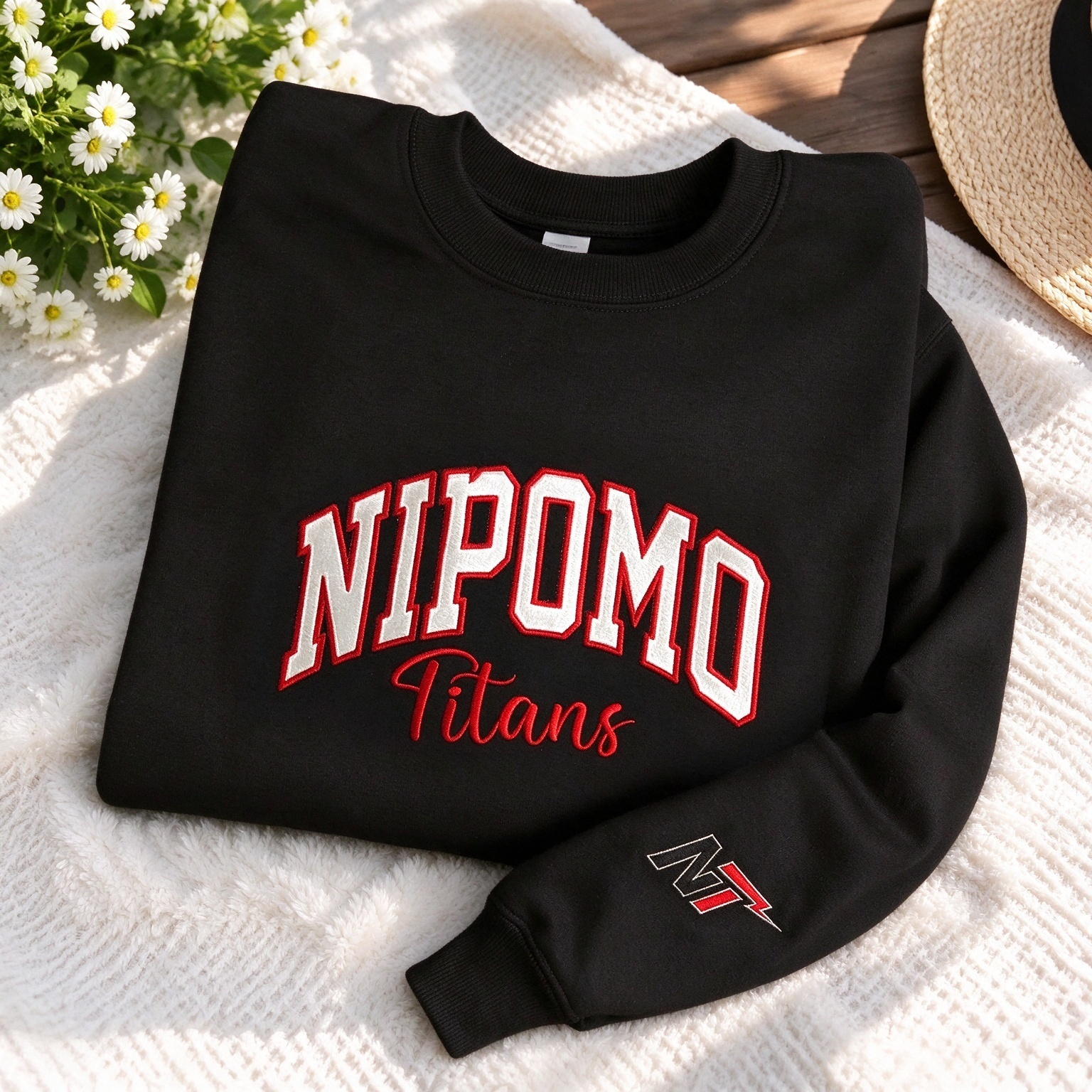 Custom Glitter Team Spirit Embroidered Sweatshirt