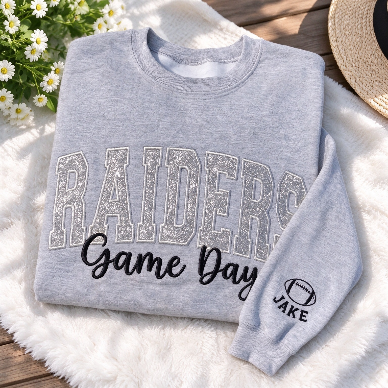 Custom Glitter Team Spirit Embroidered Sweatshirt