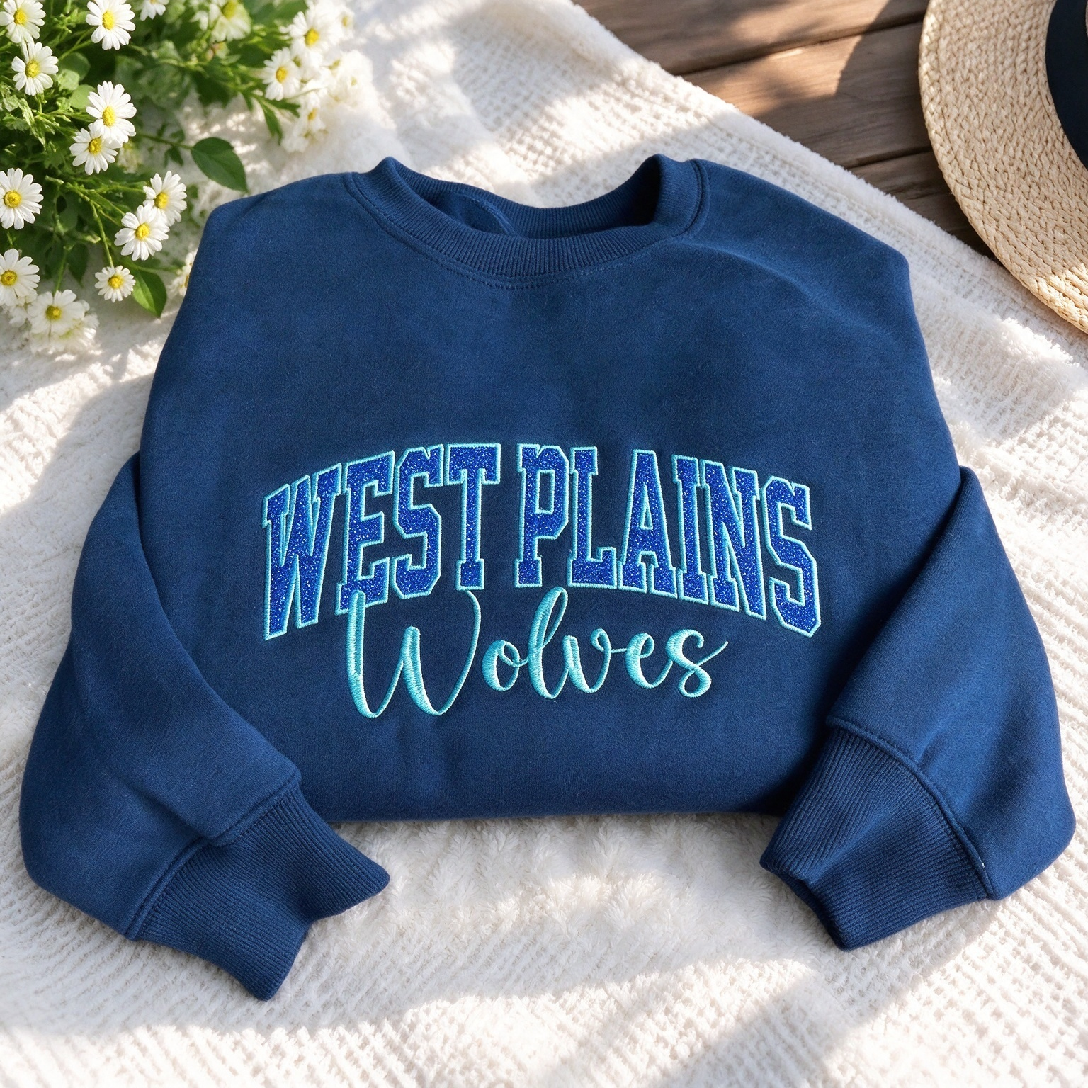 Custom Glitter Team Spirit Embroidered Sweatshirt