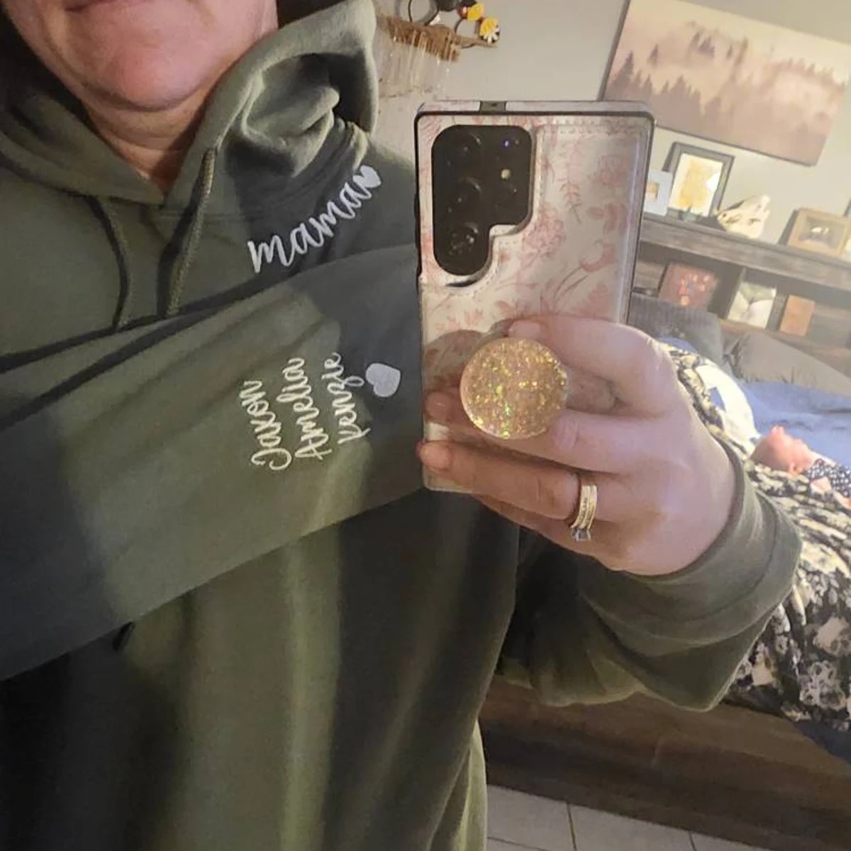 Custom Mama Embroidered Sweatshirt With Kids Names On Sleeve-Gift For Custom