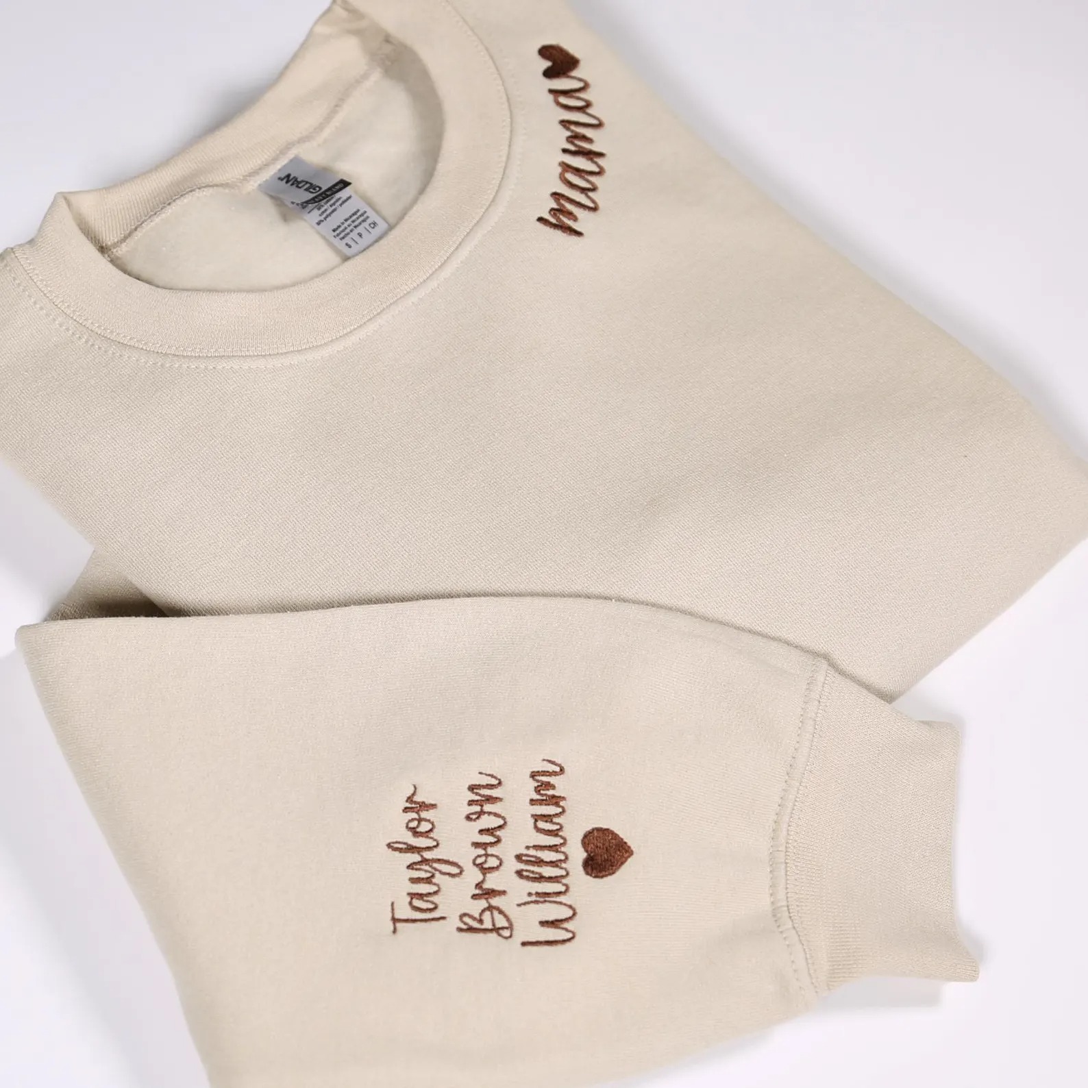 Custom Mama Embroidered Sweatshirt With Kids Names On Sleeve-Gift For Custom