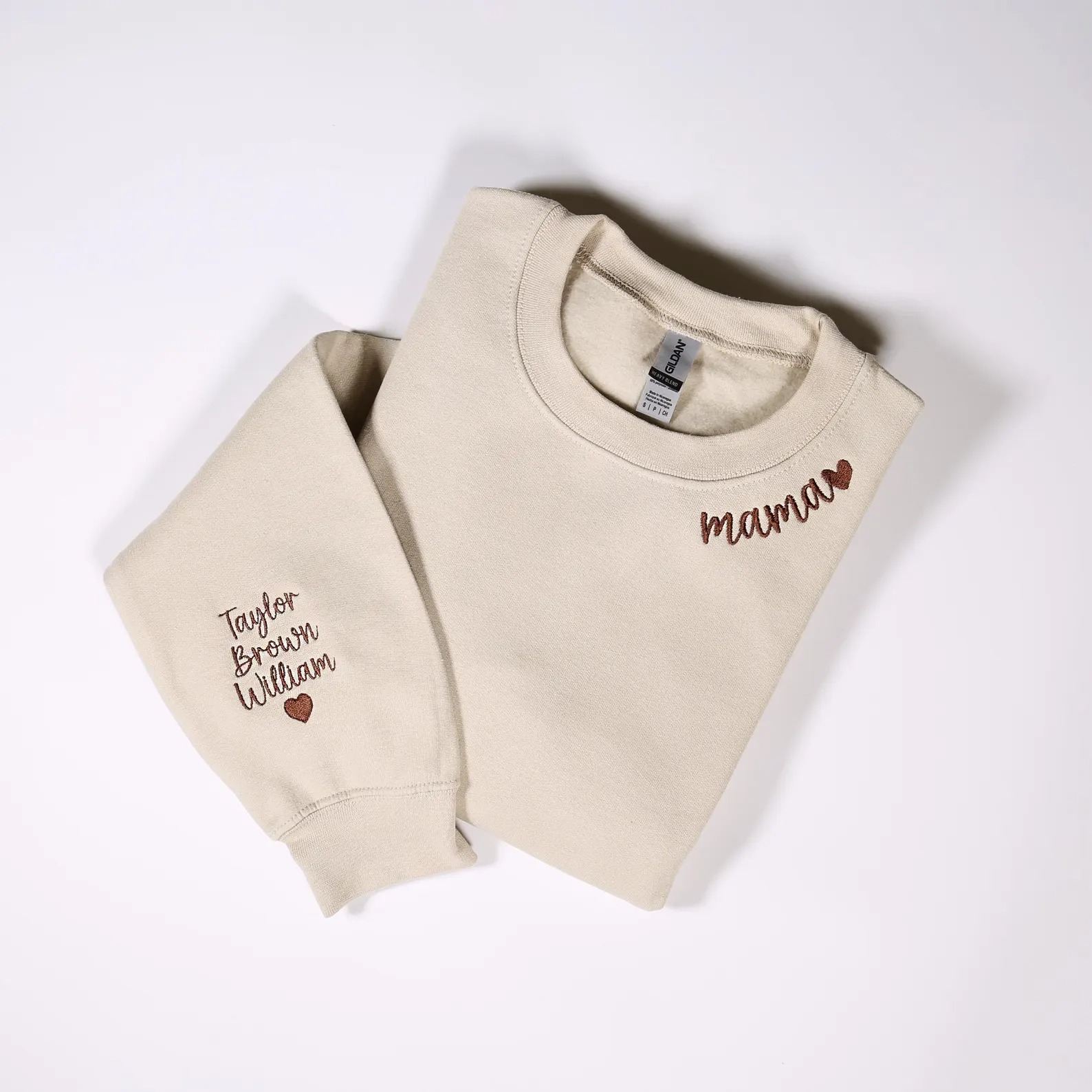 Custom Mama Embroidered Sweatshirt With Kids Names On Sleeve-Gift For Custom