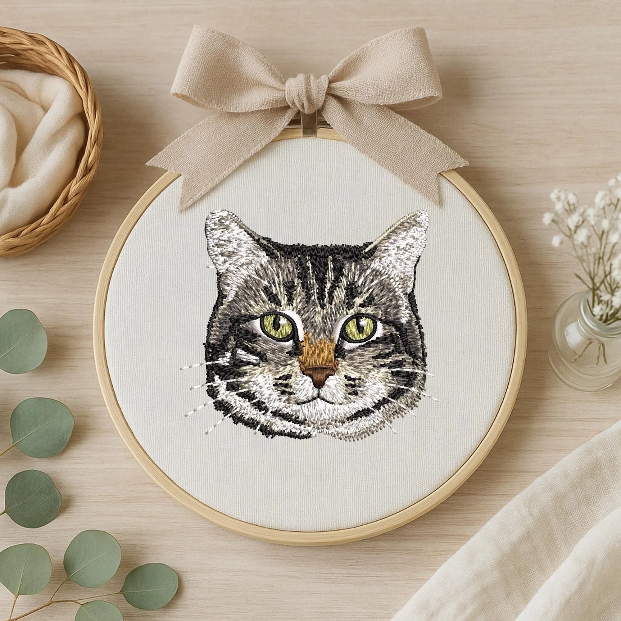 Custom Pet Portrait Embroidery Hoop