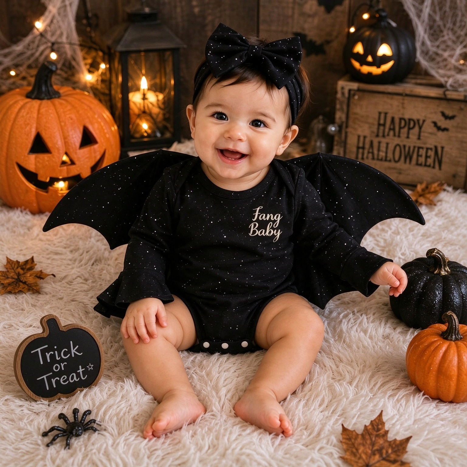 Cute Baby Bat Wing Fang Baby Halloween Onesie