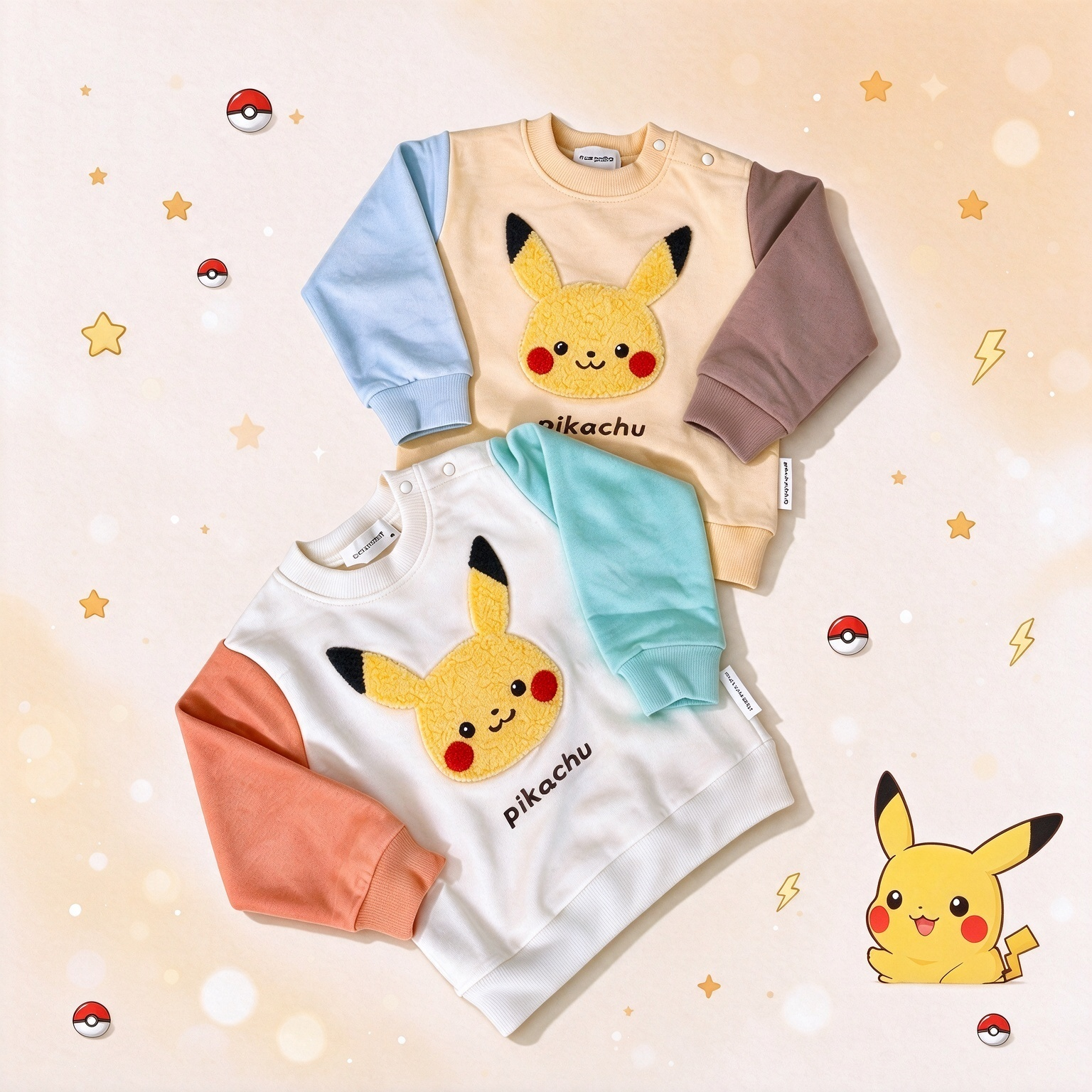 Cute Pikachu Embroidered Kid Sweatshirt
