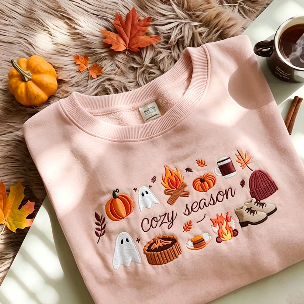 Embroidered Cozy Season Crewneck Sweatshirt