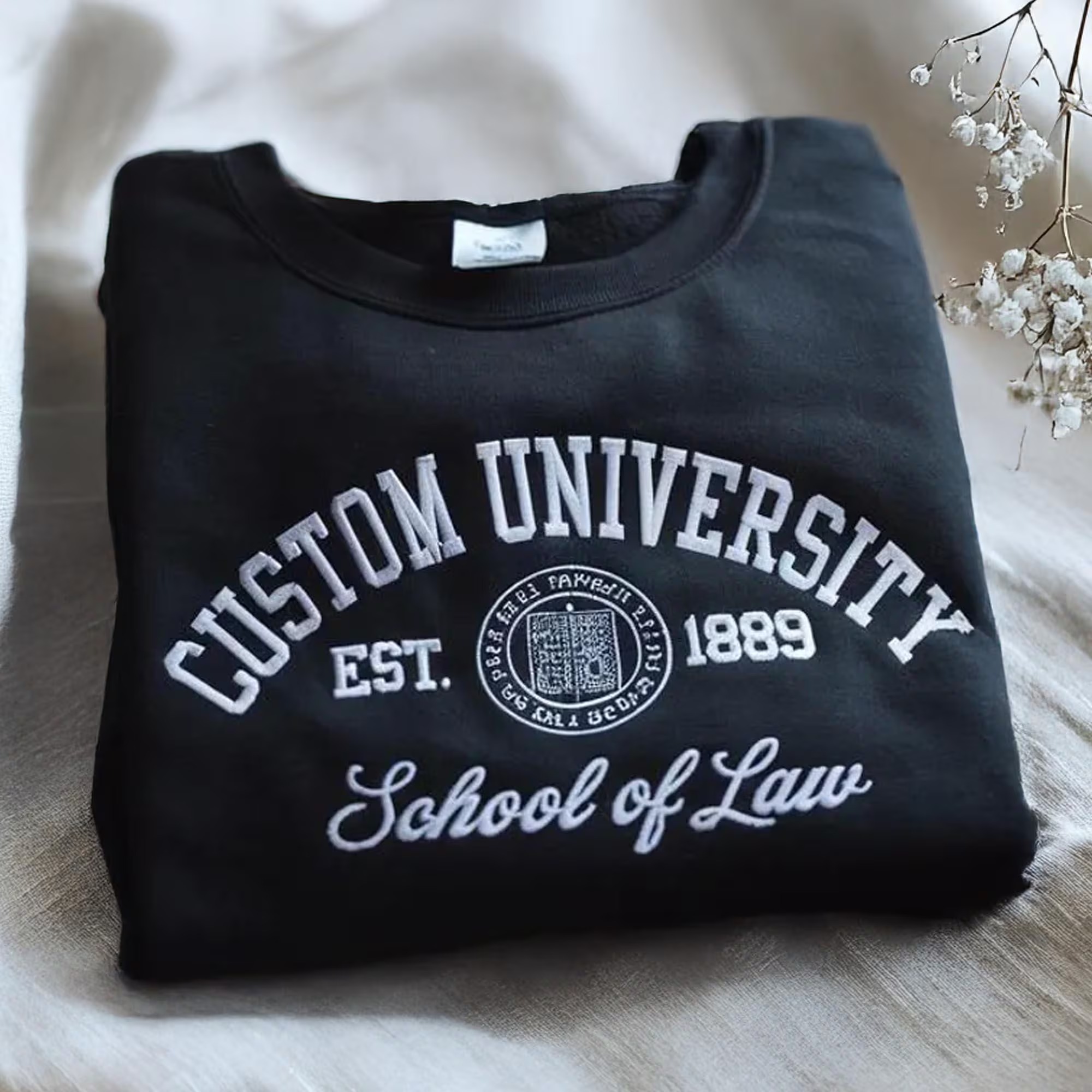 Embroidered Custom College Sweatshirt-Gift For Custom