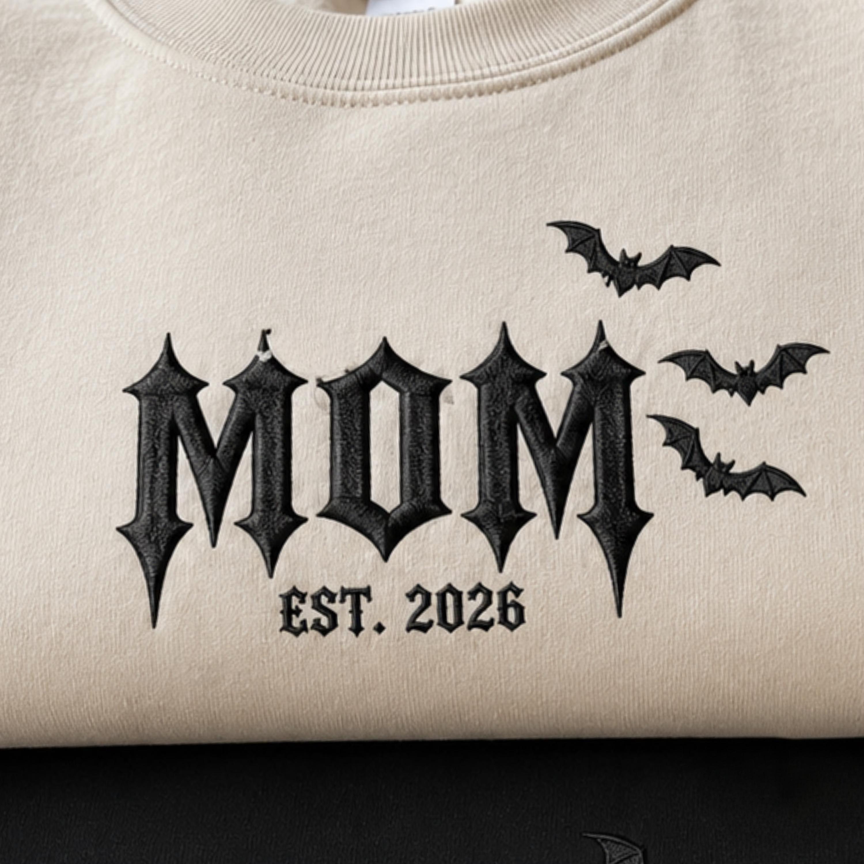 Embroidered Custom Mom & Dad Sweatshirt, Halloween Shirt, Personalized Mom Shirt With Date, Matching New Mom and Dad Gift