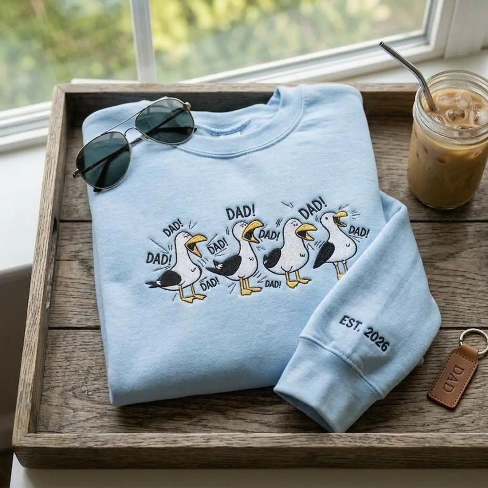 Embroidered Custom Seagull Dad Sweatshirt, Funny Dad Crewneck
