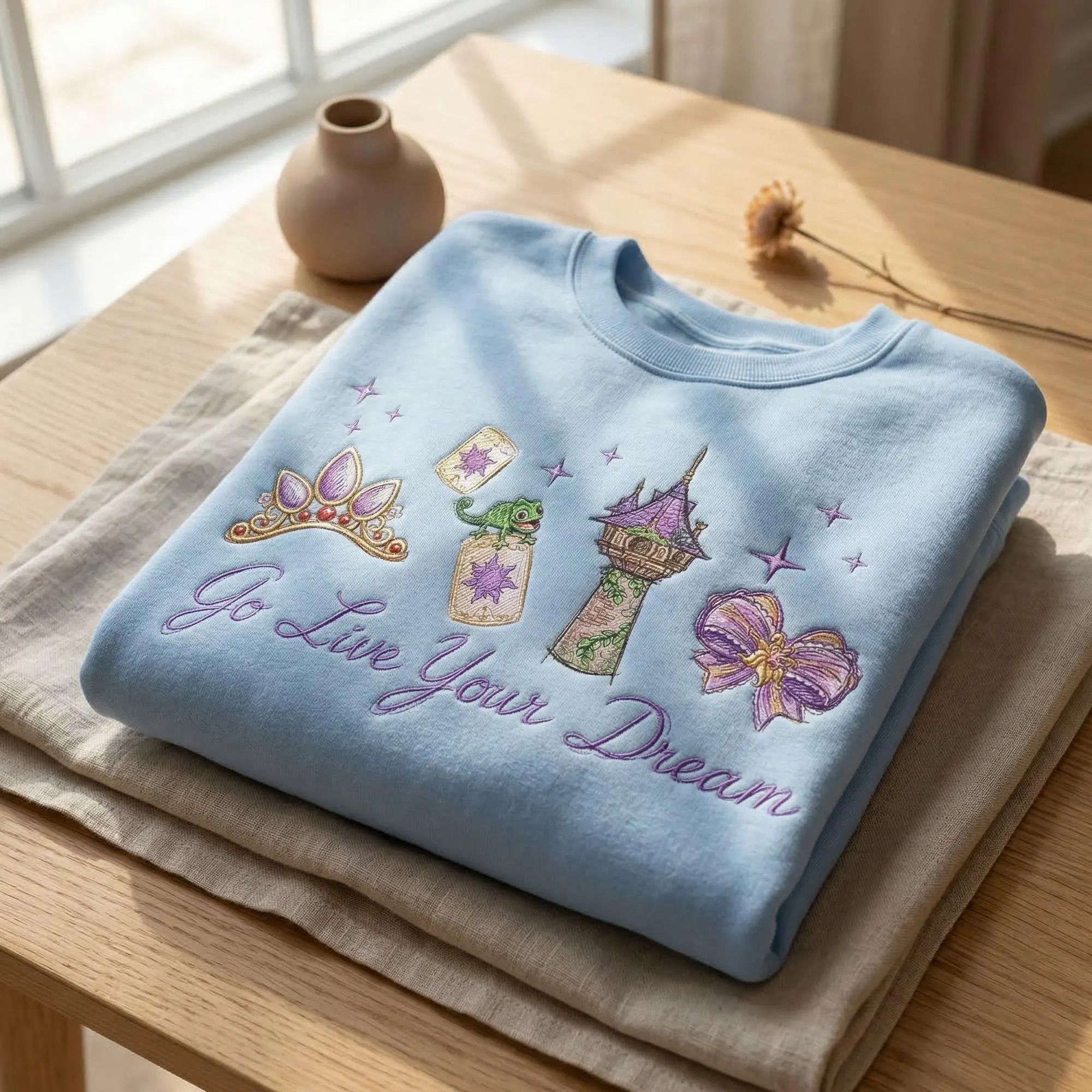 Embroidered Disney Tangled Rapunzel Princess Sweatshirt