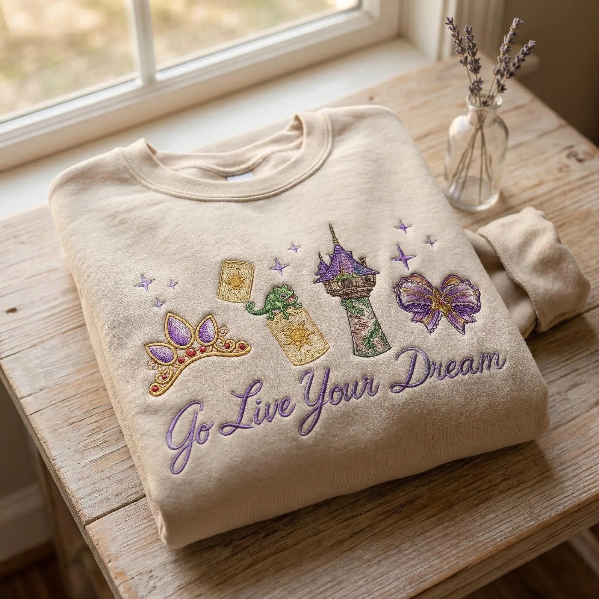 Embroidered Disney Tangled Rapunzel Princess Sweatshirt