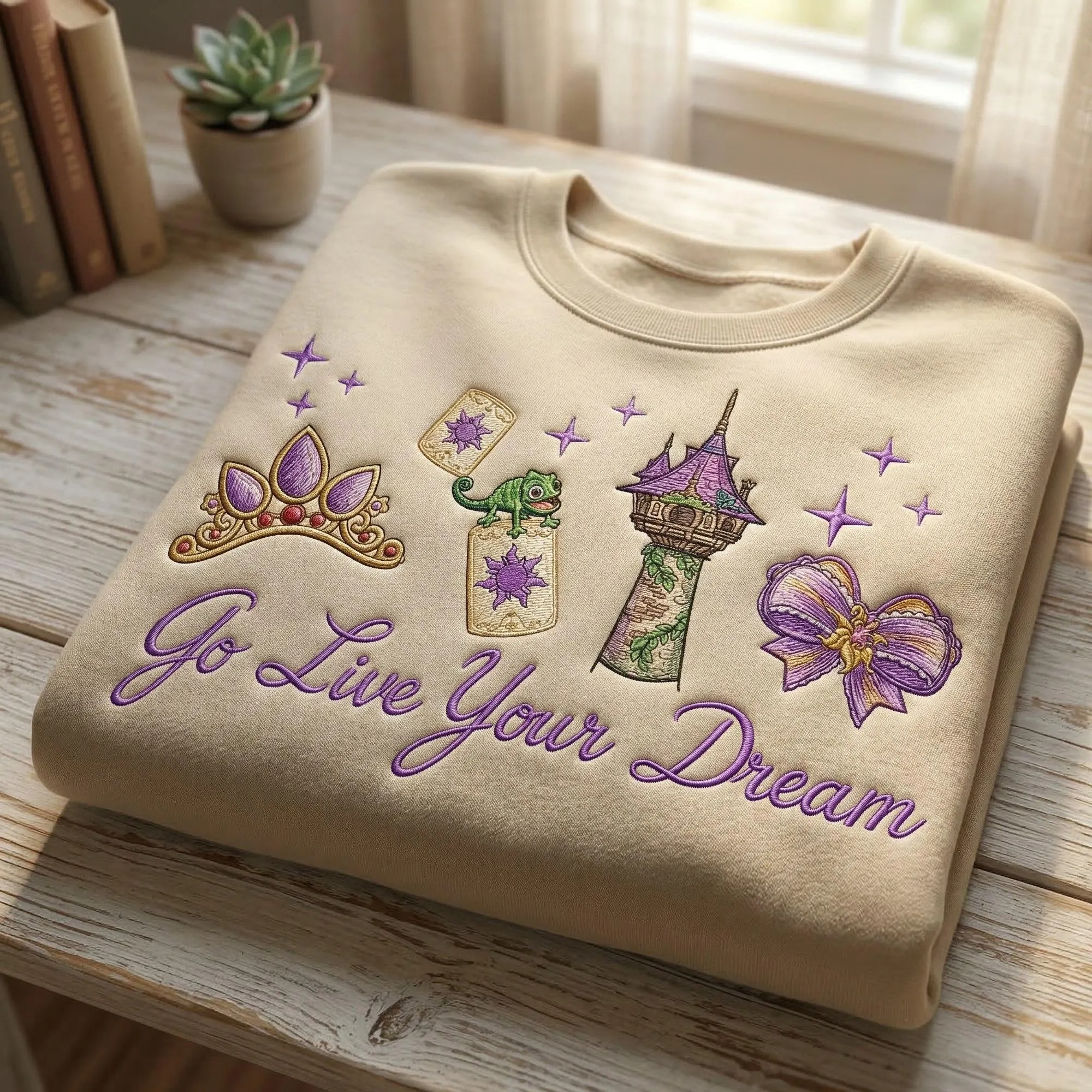 Embroidered Disney Tangled Rapunzel Princess Sweatshirt