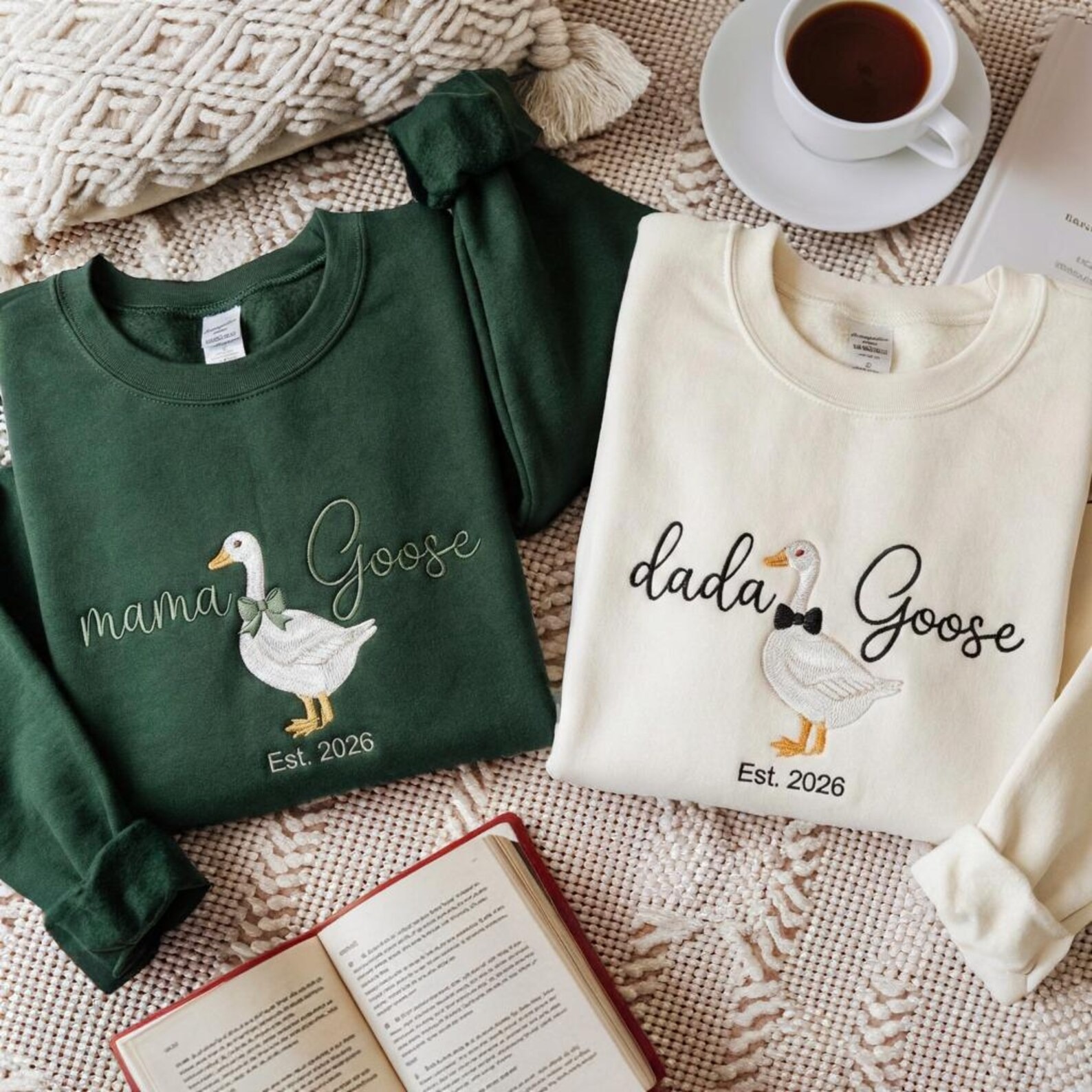 Embroidered Goose Mom and Dad Sweatshirt
