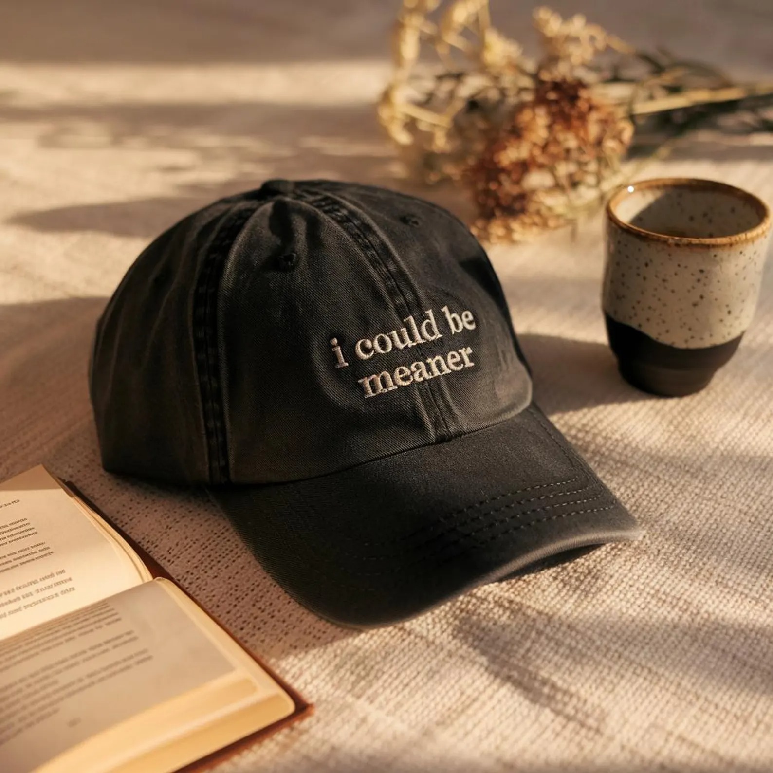 Embroidered I Could Be Meaner Baseball Hat-Gift For Custom