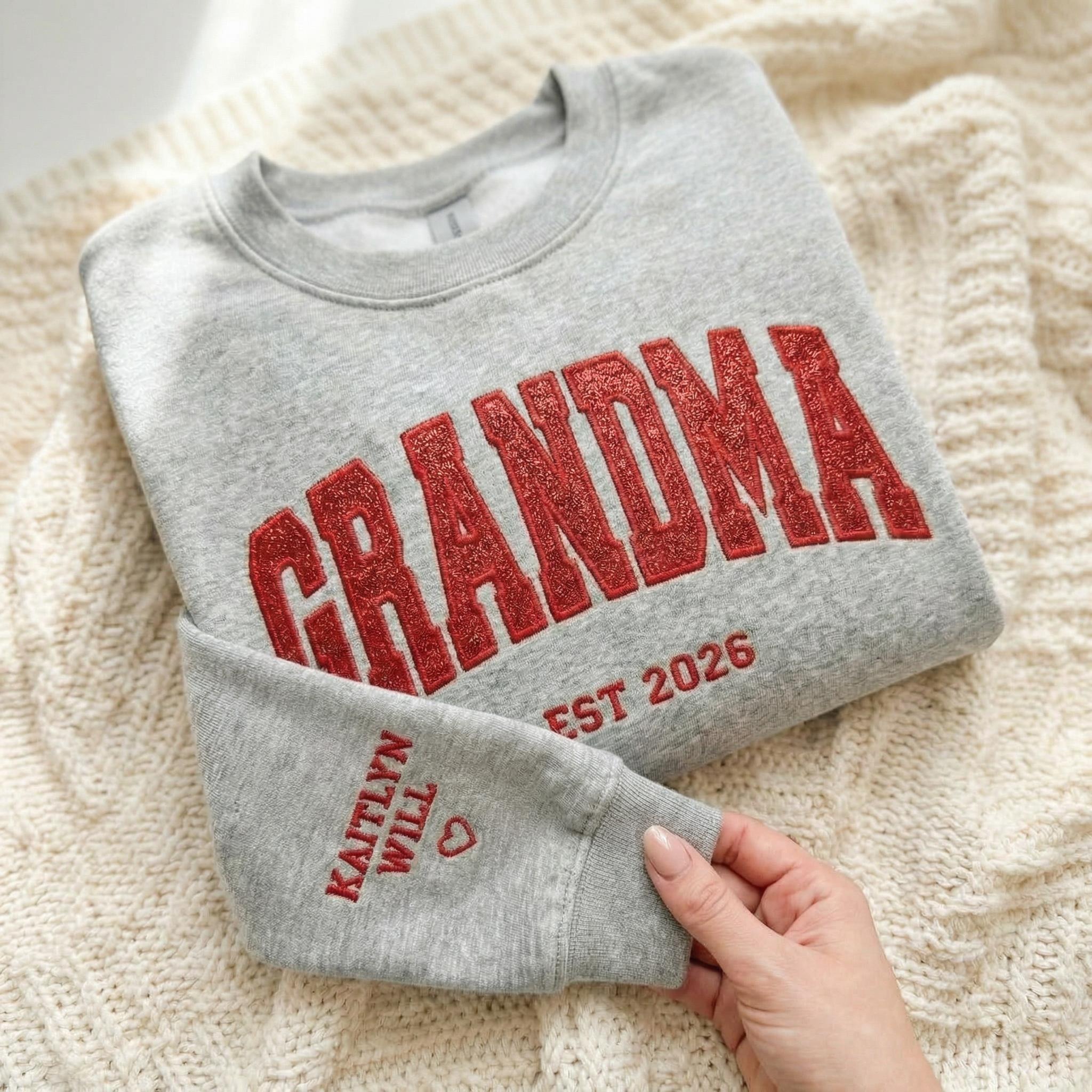 Glitter Embroidered Grandma Sweatshirt,   Mother's Day Gift