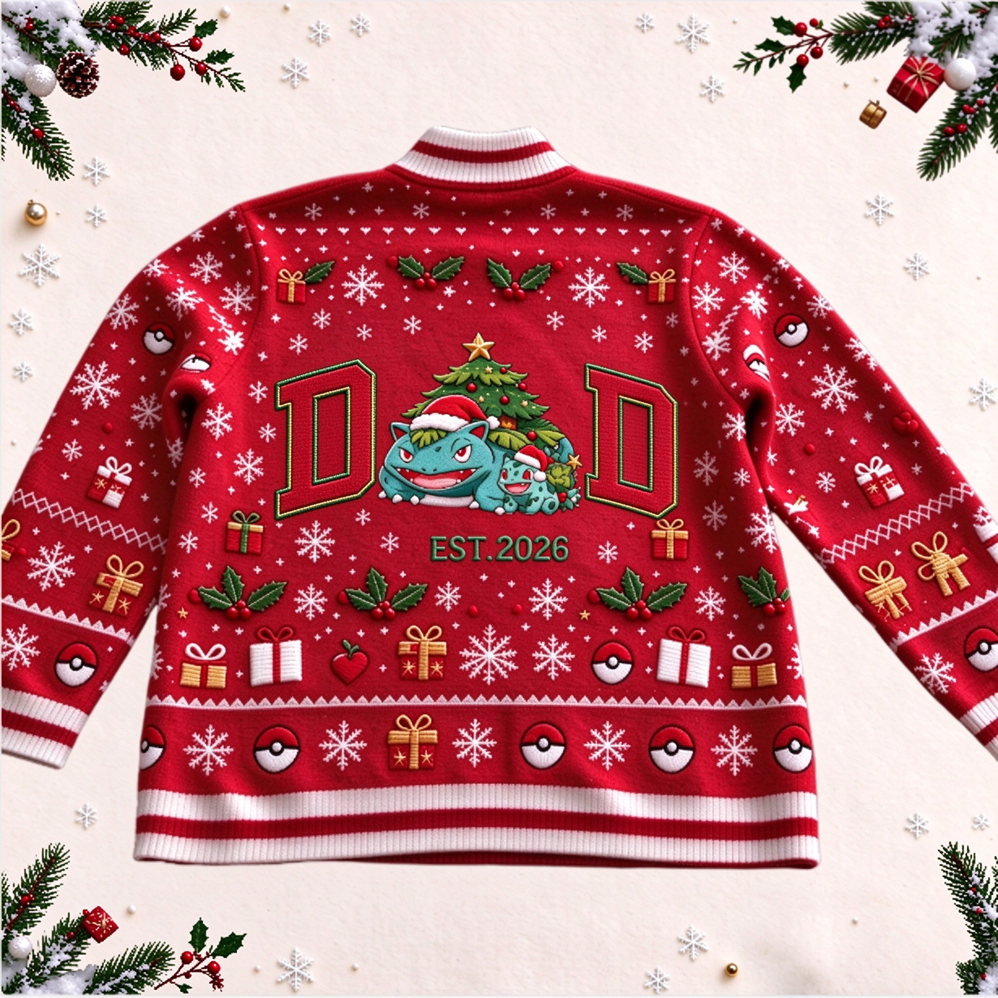 PKM Dad Christmas Full Print Zip Sweater