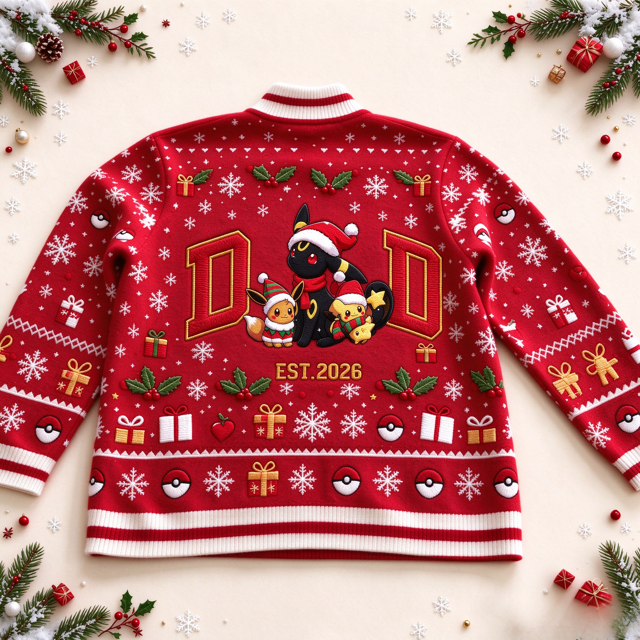 PKM Dad Christmas Full Print Zip Sweater