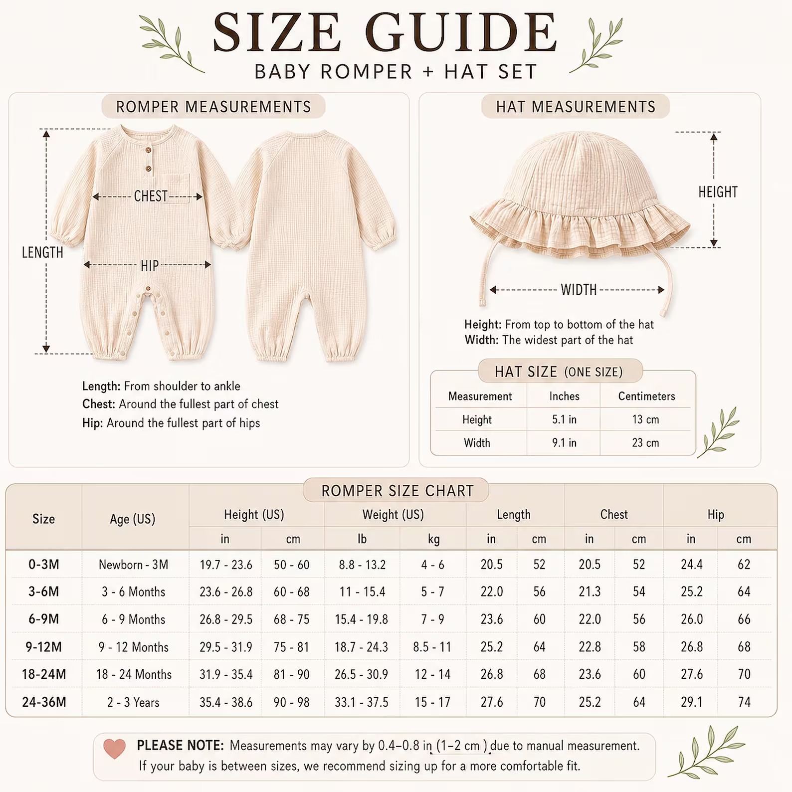 Personalized Baby Romper and Hat Set, Custom Name Embroidered Coming Home Outfit