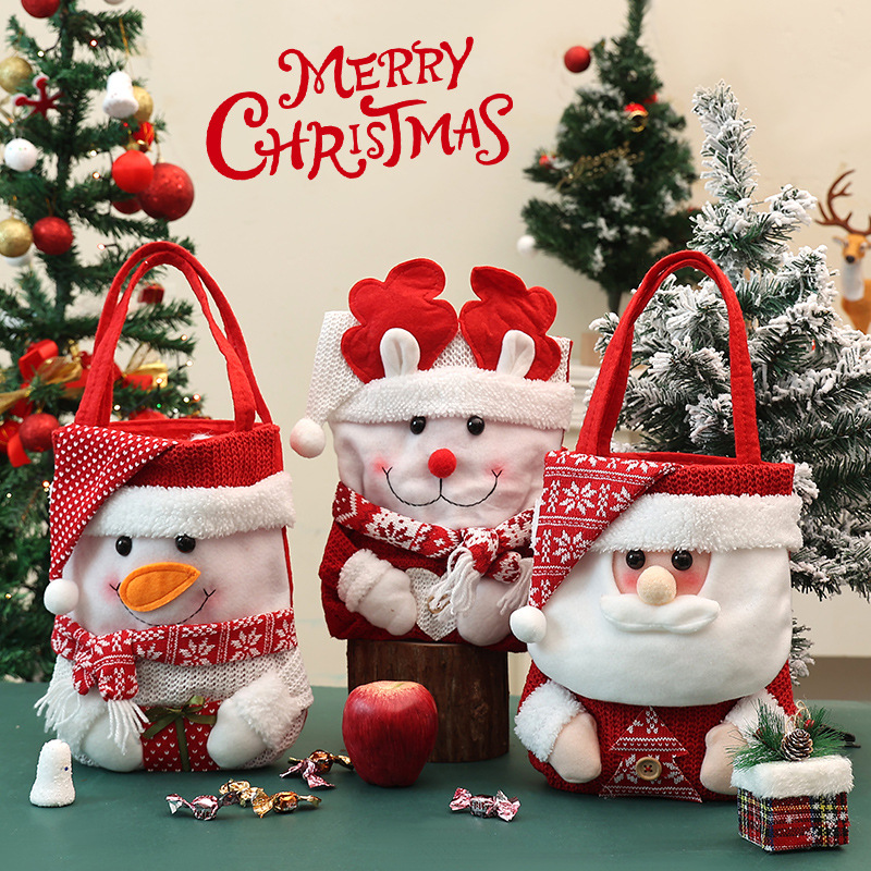 Personalized Christmas Apple Bag, Custom Name Holiday Treat Bag