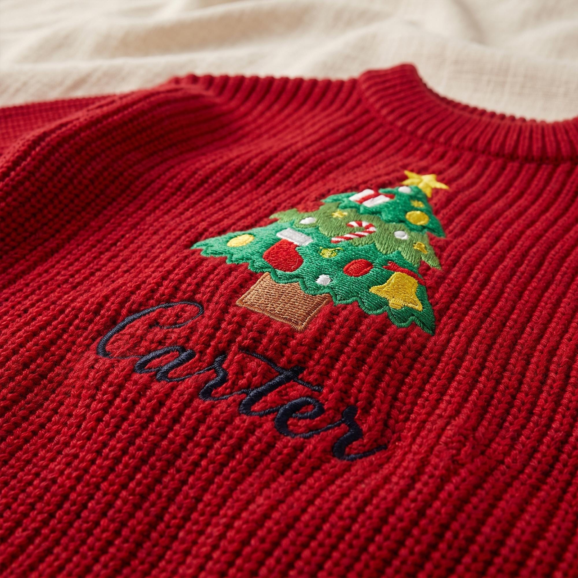 Personalized Custom Name Christmas Embroidered Baby Sweater