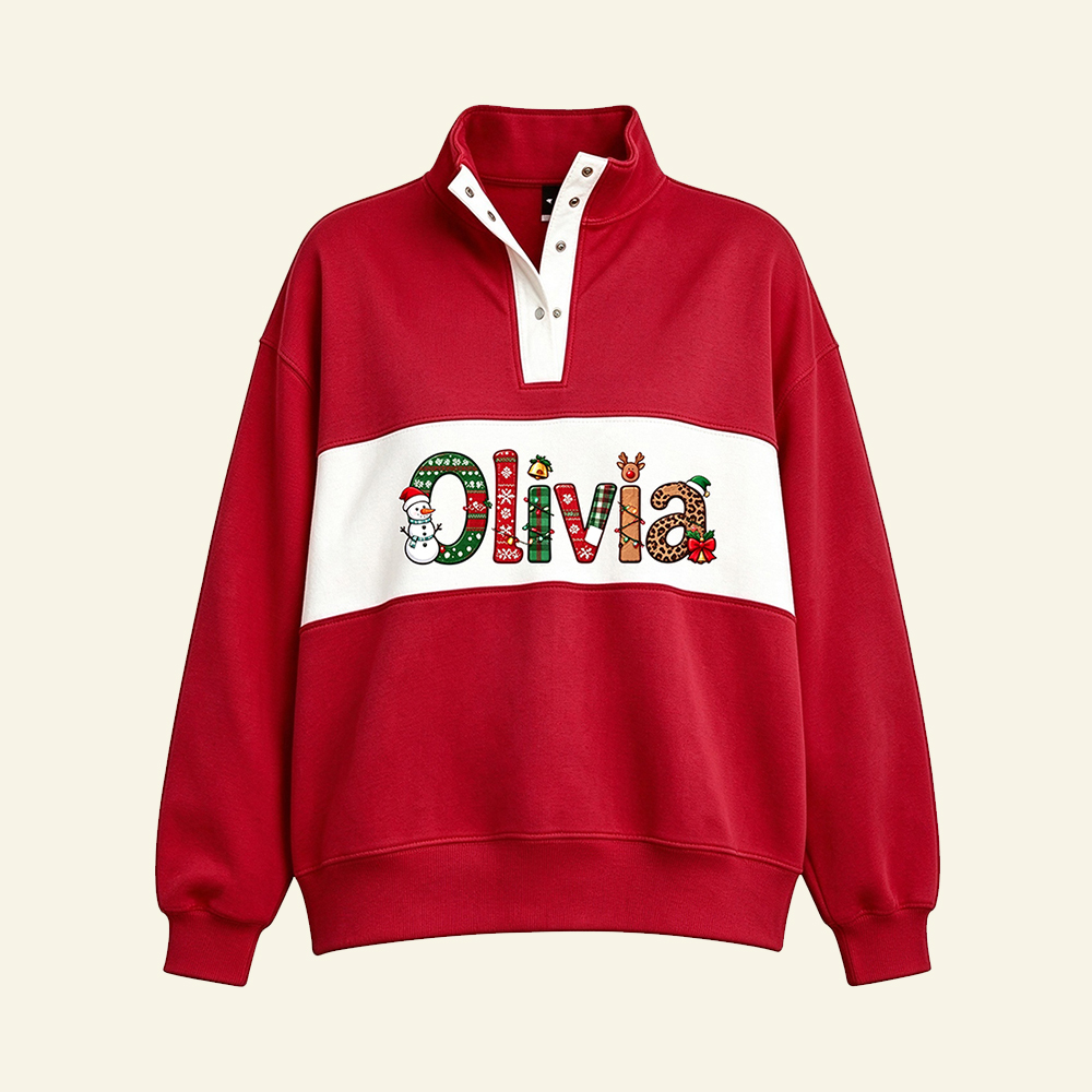 Personalized Custom Name Christmas Quarter Zip Sweatshirt