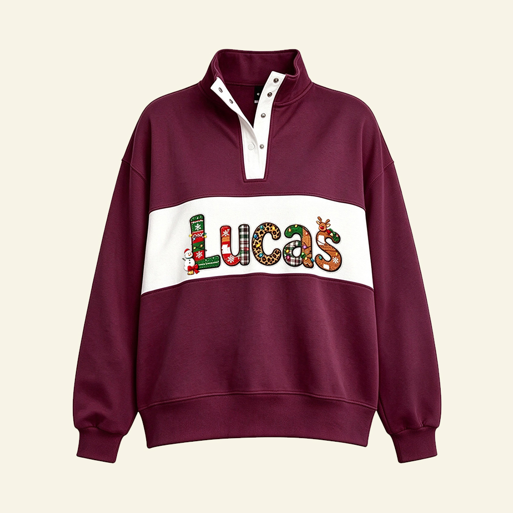 Personalized Custom Name Christmas Quarter Zip Sweatshirt