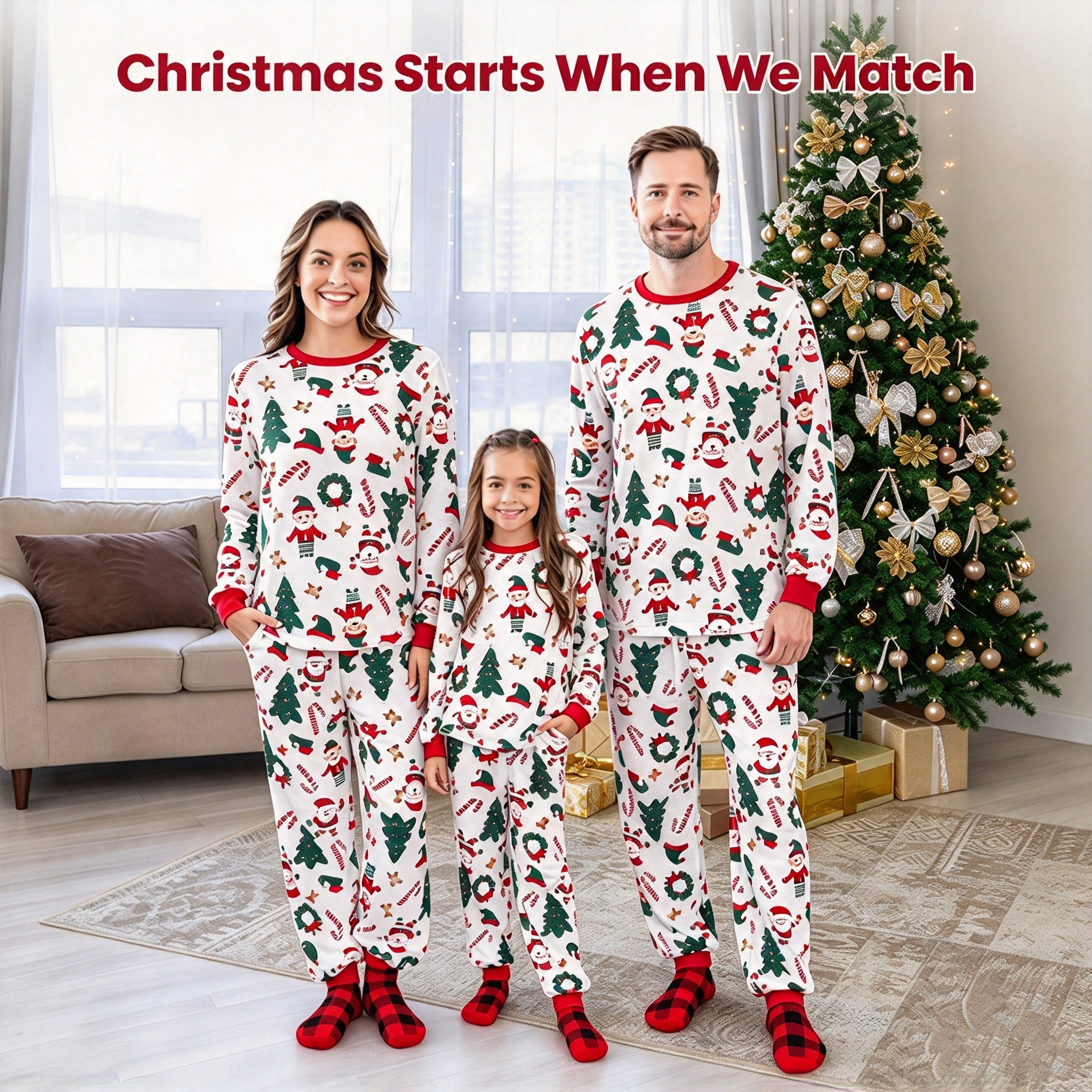 Personalized Embroidered Christmas Holiday Matching Family Pajamas Set