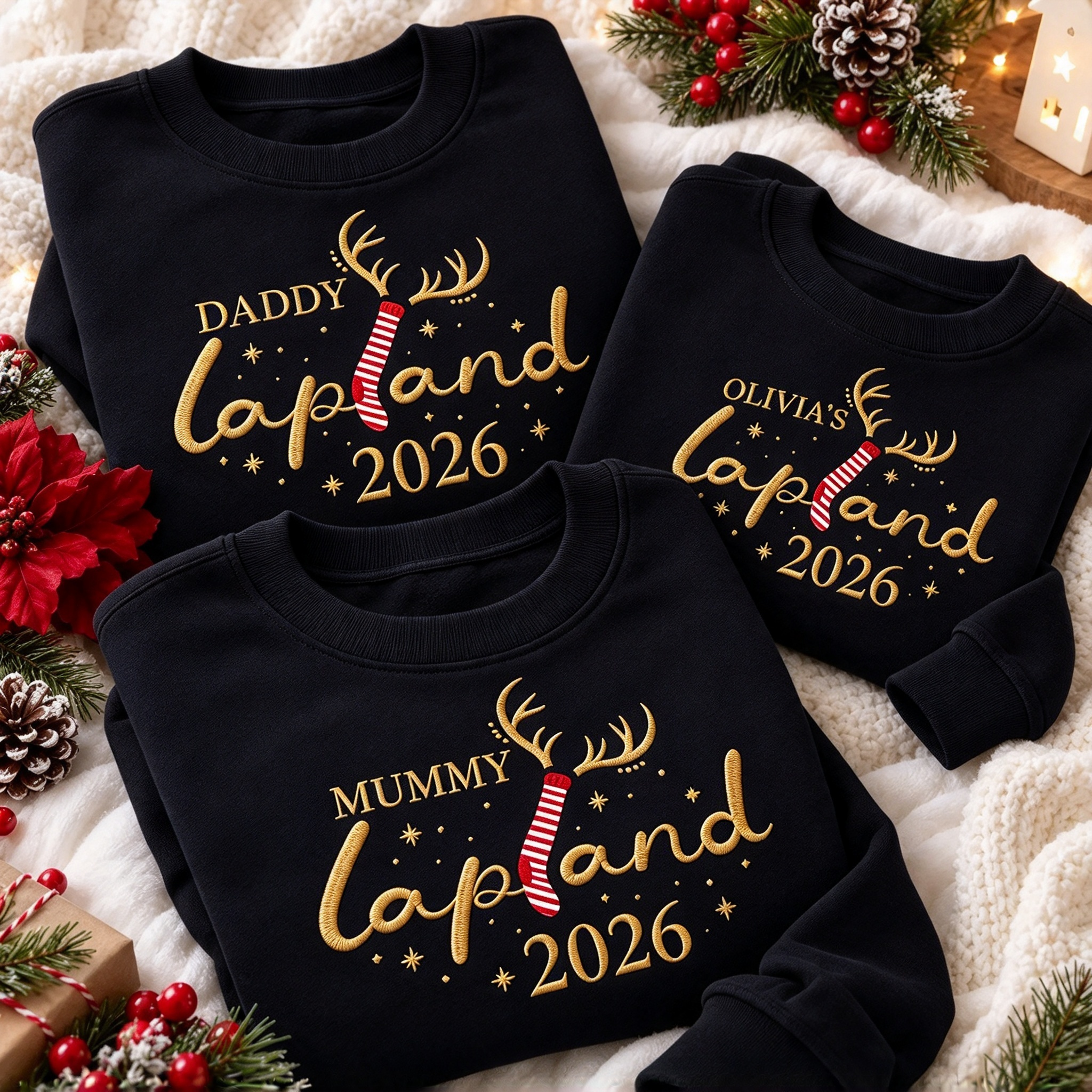 Personalized Lapland 2026 Matching Family Christmas Sweatshirts