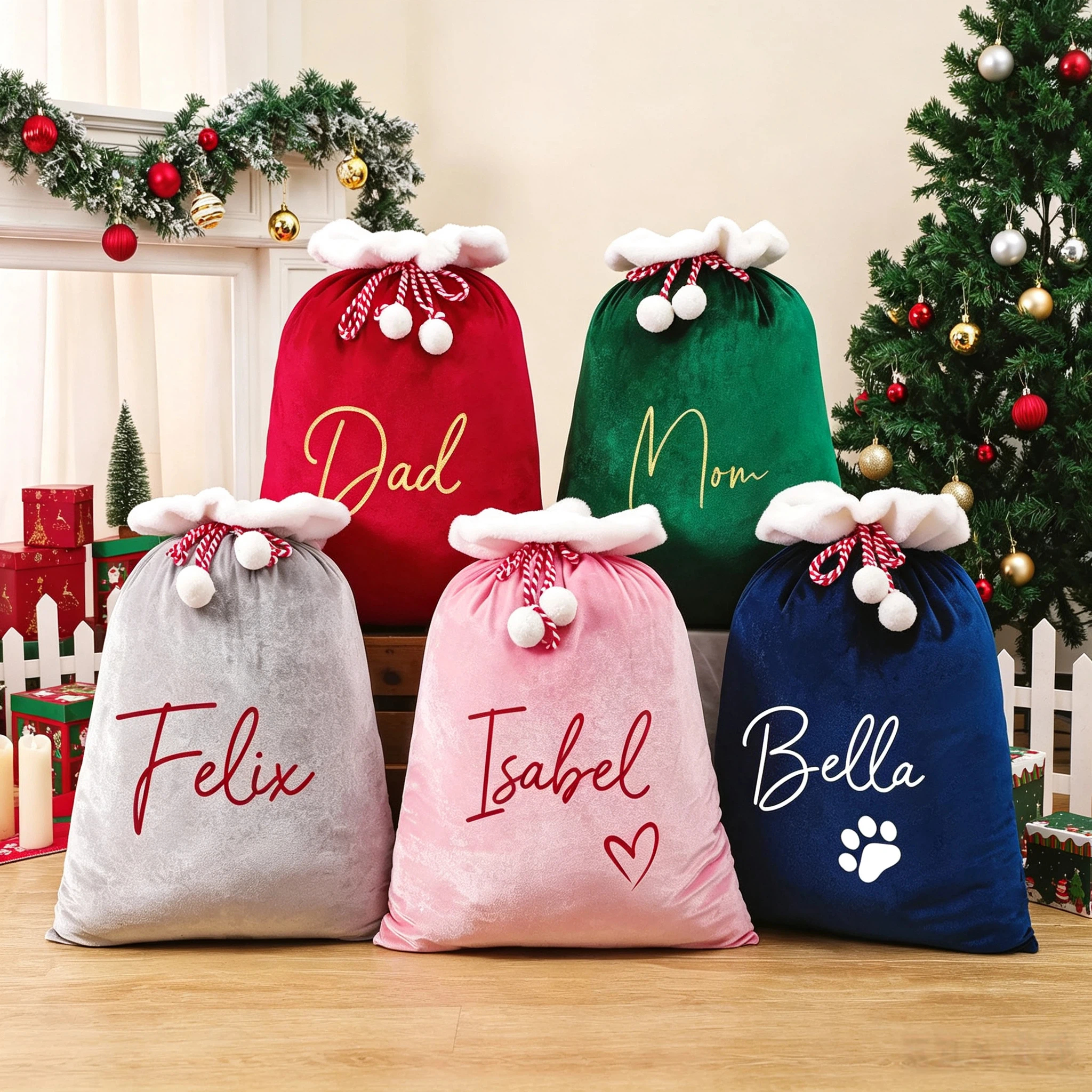 Personalized Large Santa Sack, Christmas Family Santa Bag