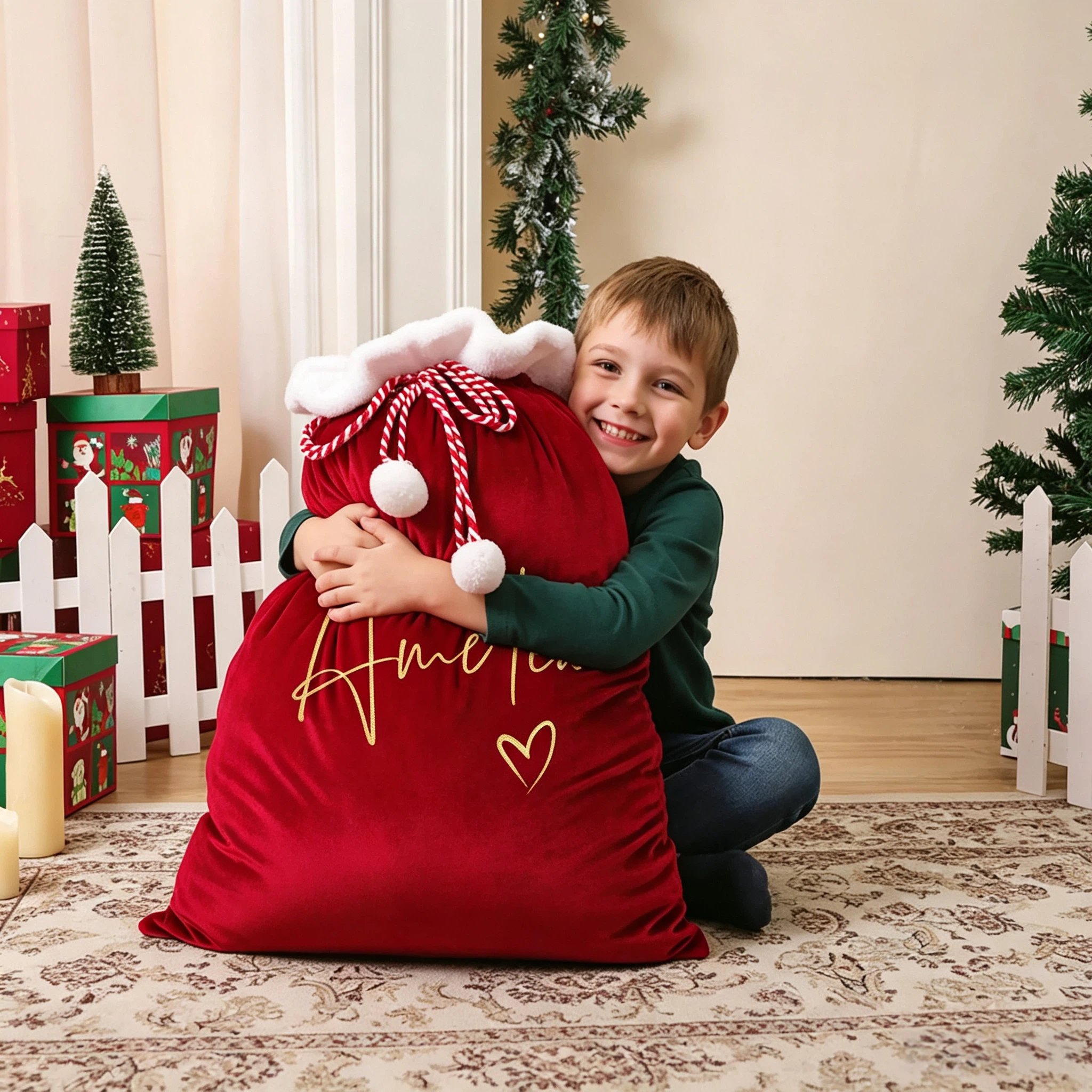 Personalized Large Santa Sack, Christmas Family Santa Bag