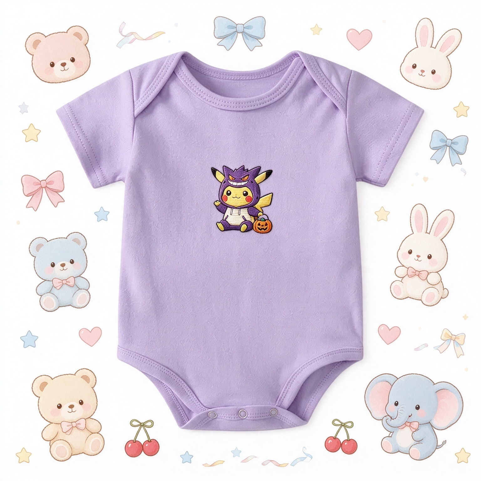Personalized Name Pikachu Embroidered Baby Onesie