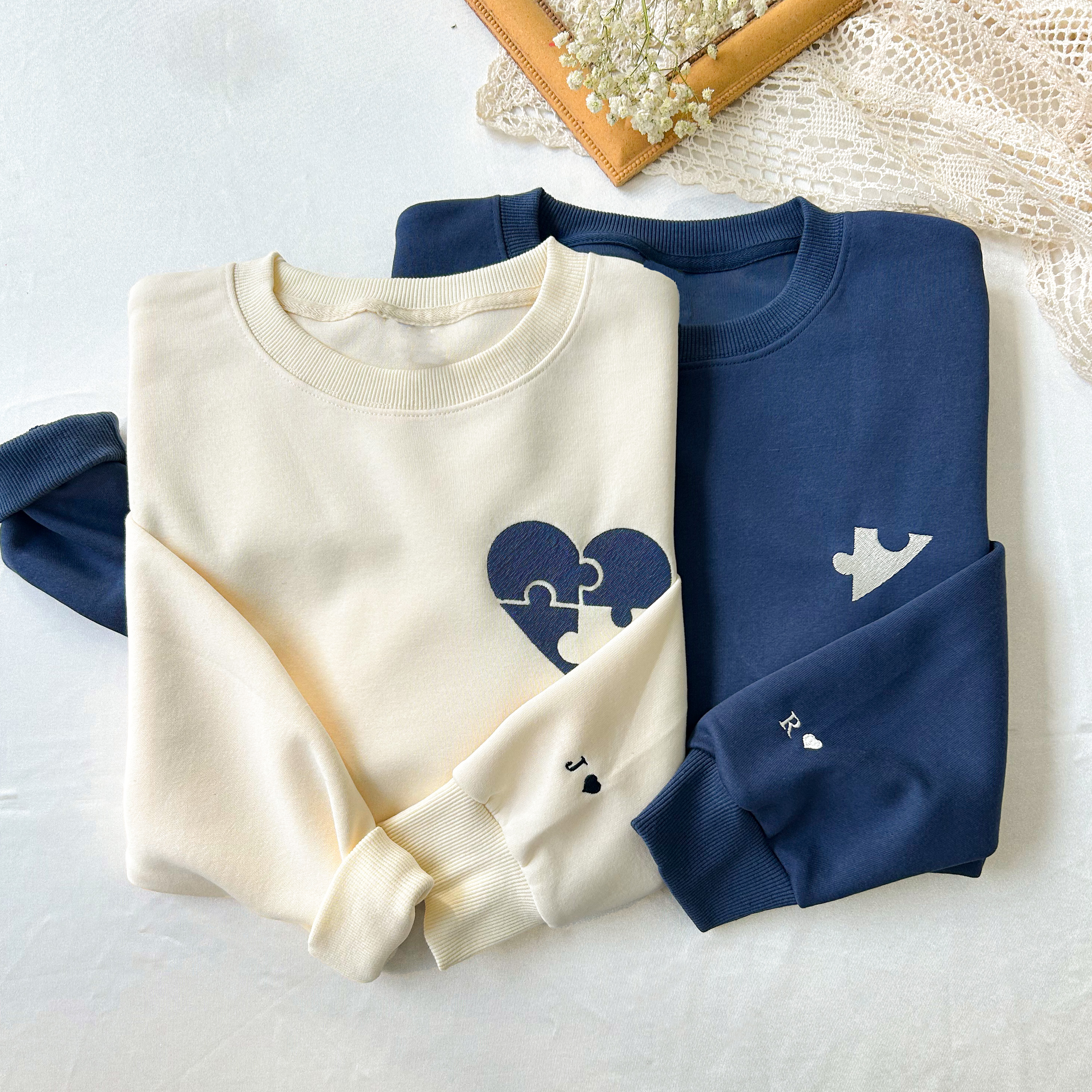 Custom  Heart and Puzzle Piece Sweatshirt-Gift For Custom