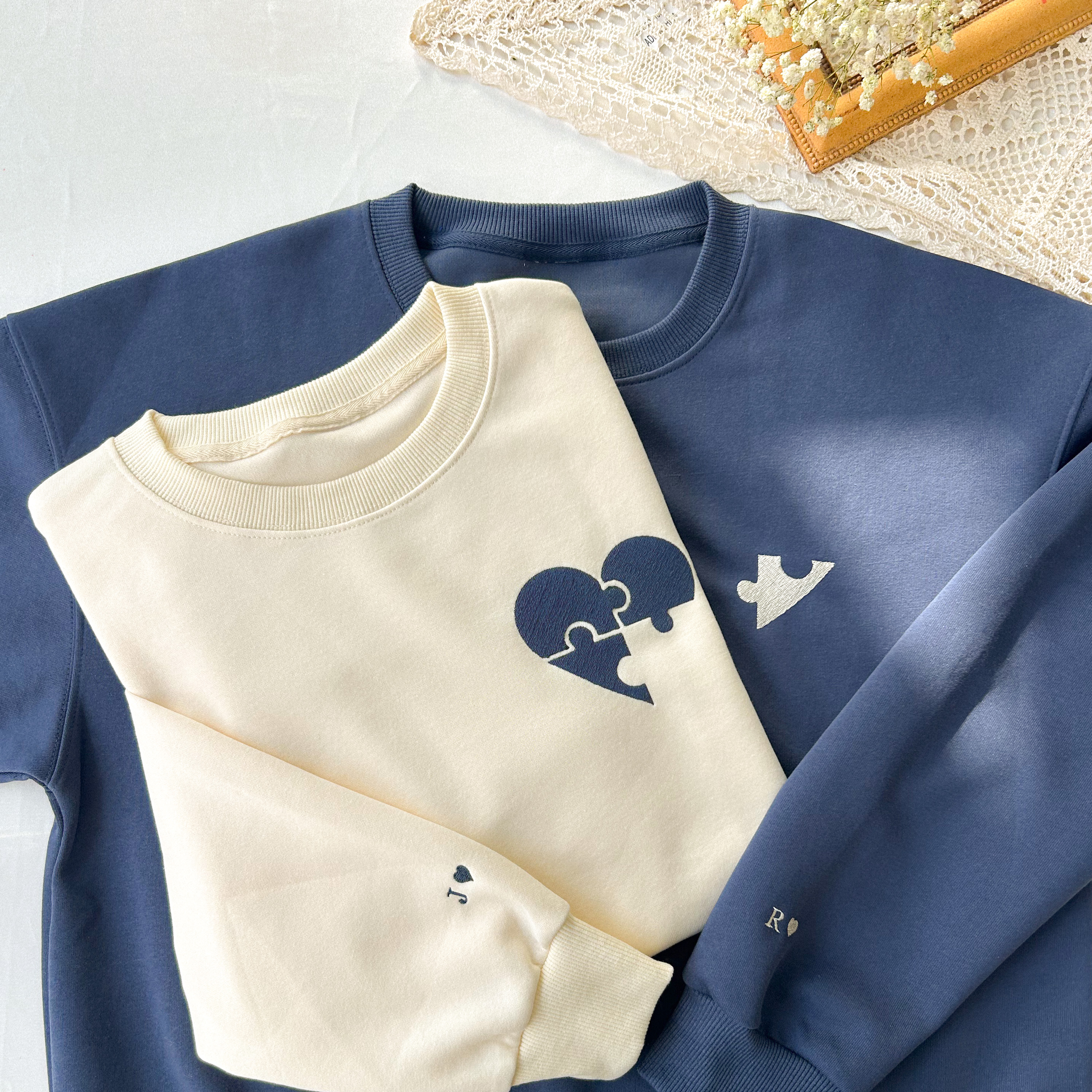 Custom  Heart and Puzzle Piece Sweatshirt-Gift For Custom