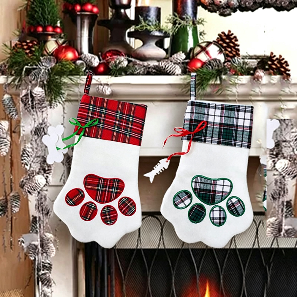 Plaid Paw Pet Christmas Stocking