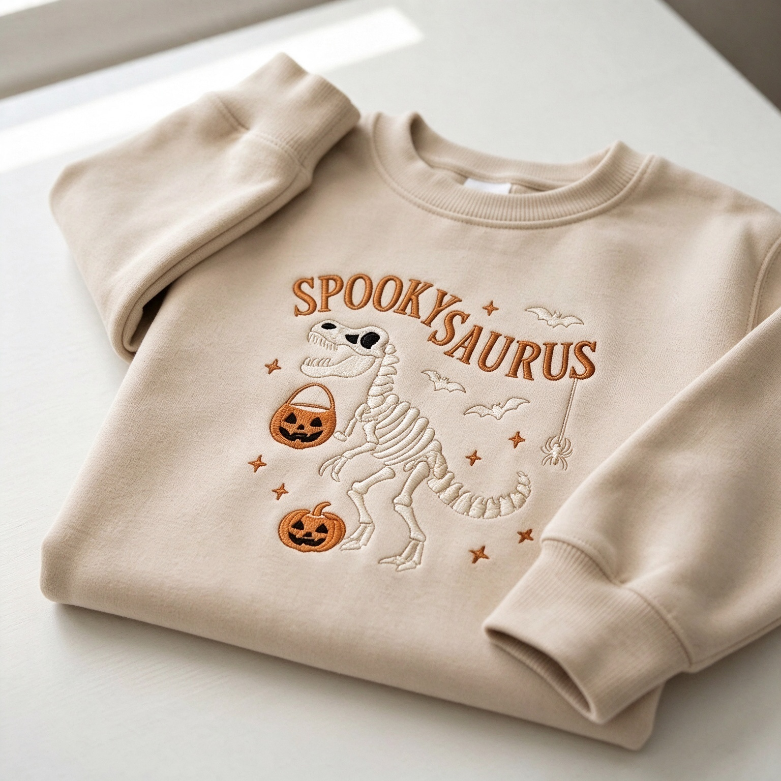 Spookysaurus Halloween Dinosaur Embroidered Baby Sweatshirt