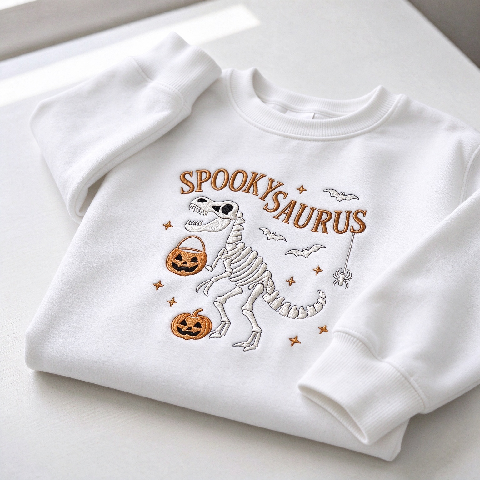 Spookysaurus Halloween Dinosaur Embroidered Baby Sweatshirt