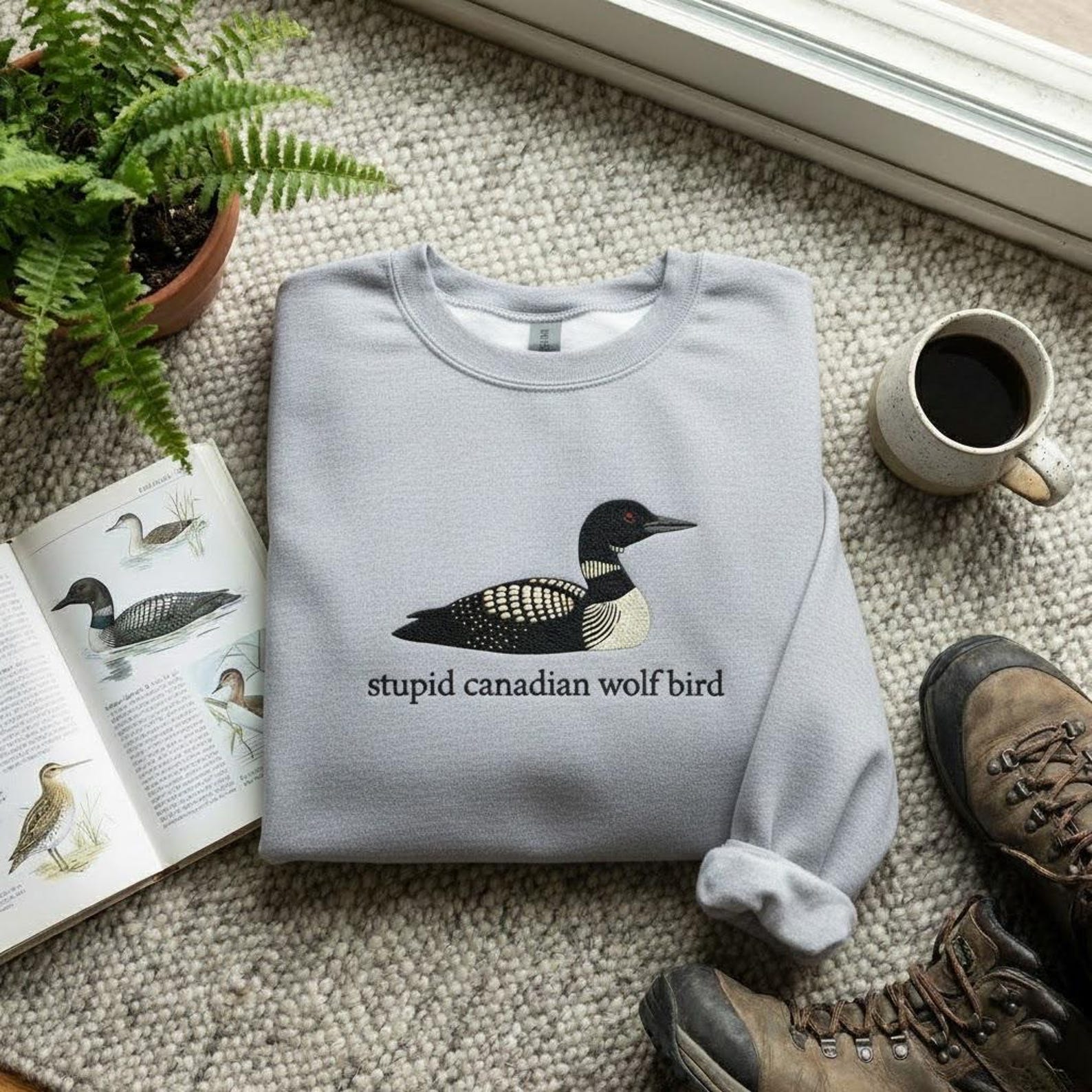 Stupid Canadian Wolf Bird Sweatshirt-Gift For Custom